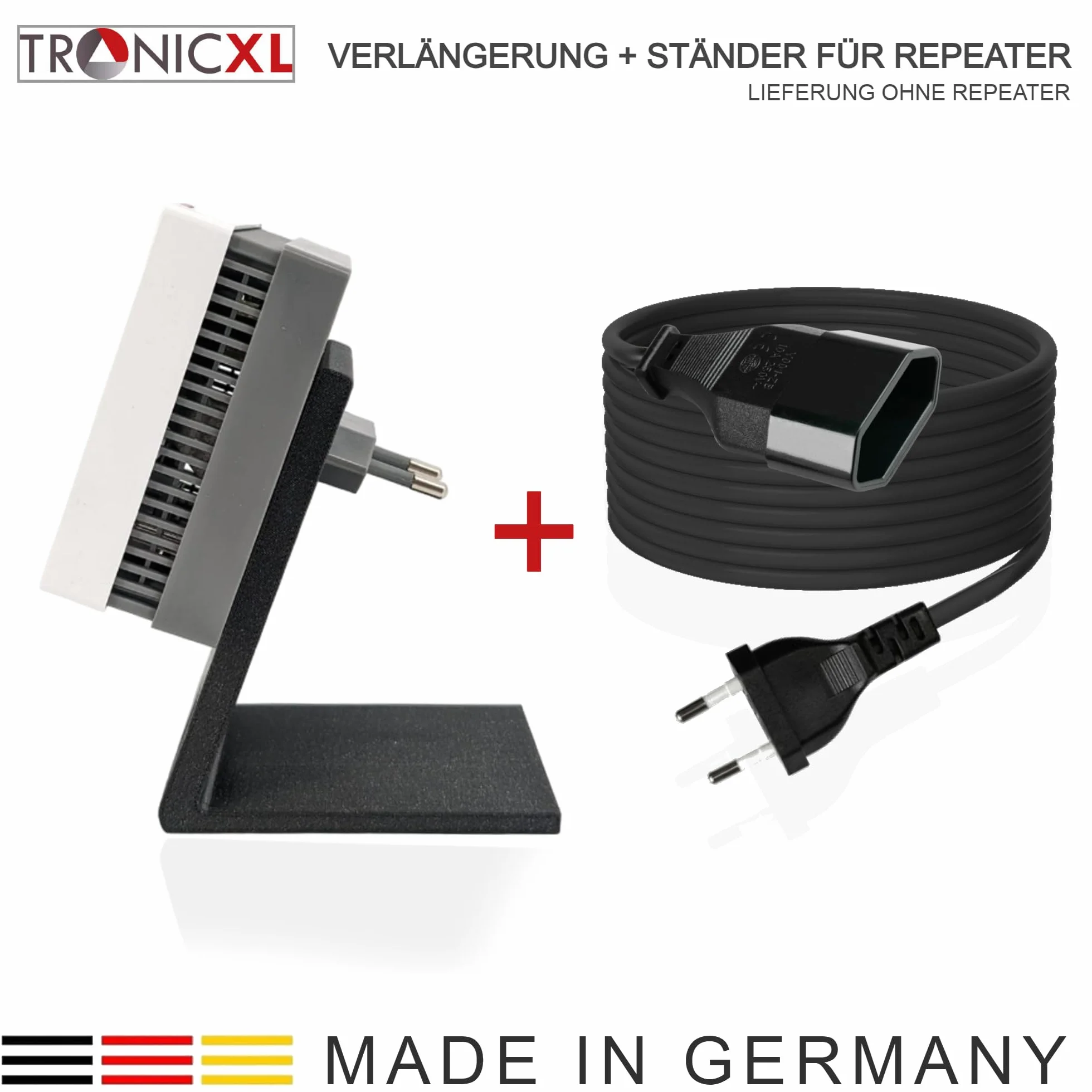 TronicXL Przedłużenie 2 m + stojak W-LAN Repeater kompatybilny z Fritz Repeater 600 1200 1750E 2400 AVM Fritz! Uchwyt 200 cm