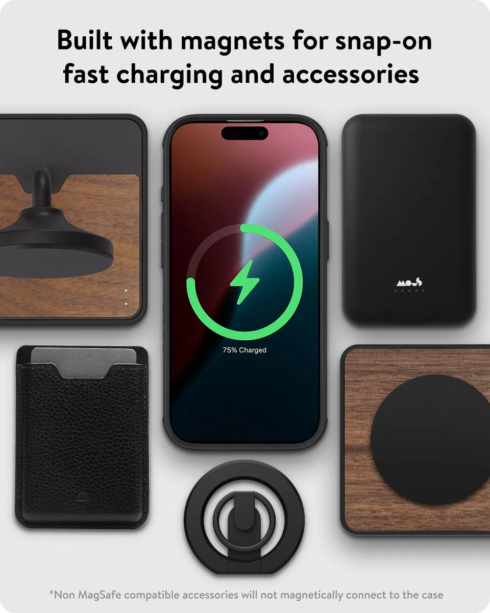 Mous Etui do iPhone'a 16 Pro Max MagSafe kompatybilne z przyciskiem sterowania kamerą - Limitless 6.0 - orzech włoski - ochronne, odporne na wstrząsy etui na telefon