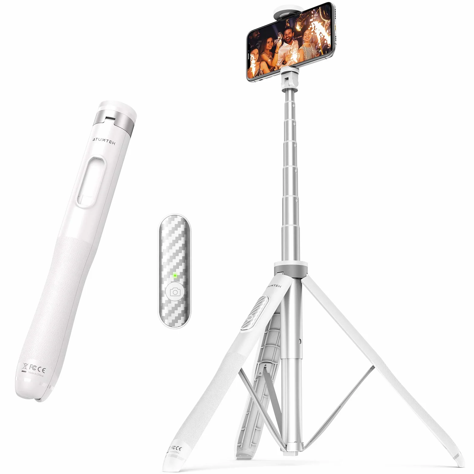 ATUMTEK Kijek do selfie 130 cm Bluetooth aluminiowy trójnożny do iPhone Android