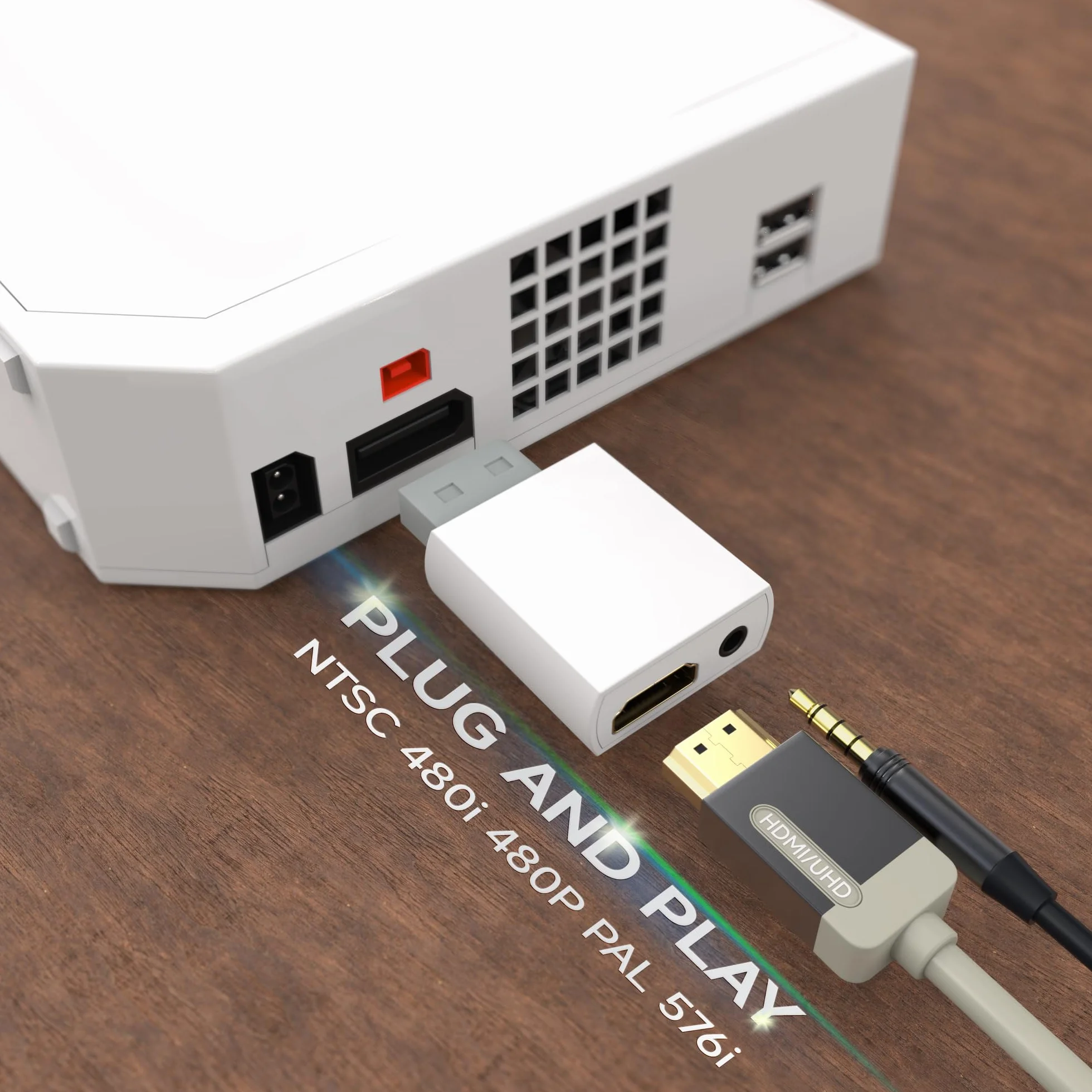 MAYFLASH Konwerter na HDMI 1080P do Full HD, adapter z gniazdem audio 3,5 mm, kompatybilny z Wii i Wii U, HDTV