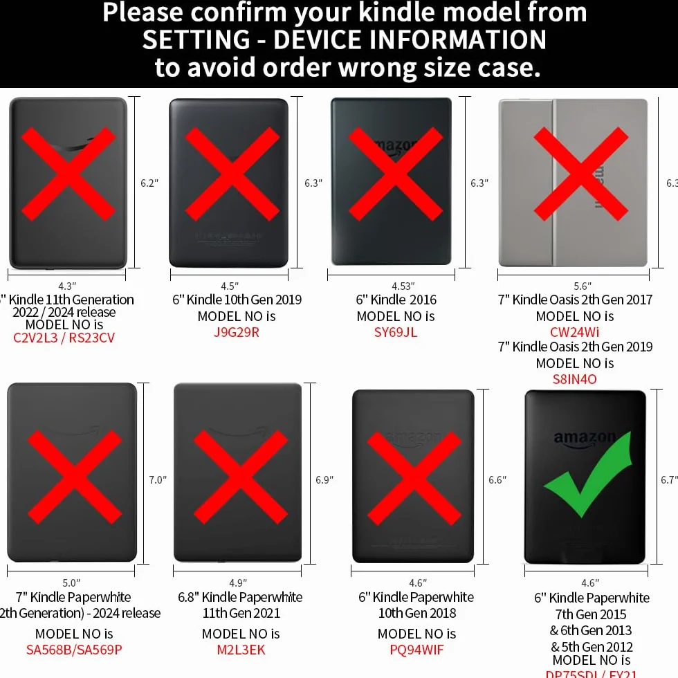 Etui obracane o 360 stopni do Kindle Paperwhite 15.2 cm (wersja 7. generacji-2015), odłączana magnetyczna konstrukcja, ochronna, regulowana osłona, przezroczysta tylna strona z automatycznym uśpienia