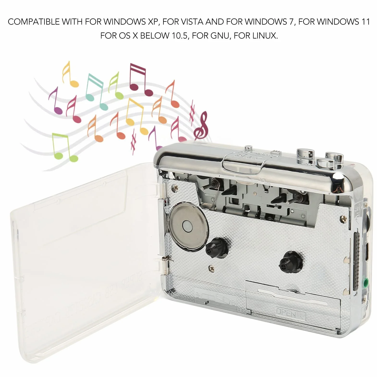 Zaktualizowano Konwerter z Kasety na MP3, Przechwytywanie Przenośnego Odtwarzacza Kasetowego USB, Odtwarzacz Kasetowy Odtwarzacz MP3 Audio Muzyka z Gniazdem Słuchawkowym 3,5 Mm, Kaseta