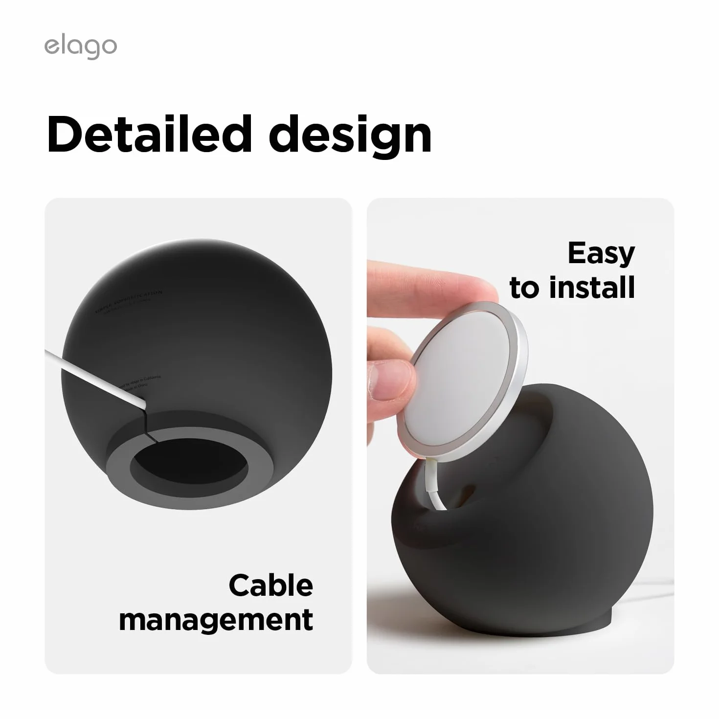elago MS2 Stojak do ładowania Kompatybilny z ładowarką MagSafe, Silikonowy, Klasy Premium, do iPhone’a 15, 14, 13, 12 Seria, ładowarka Nie Jest Dołączona, Czarny
