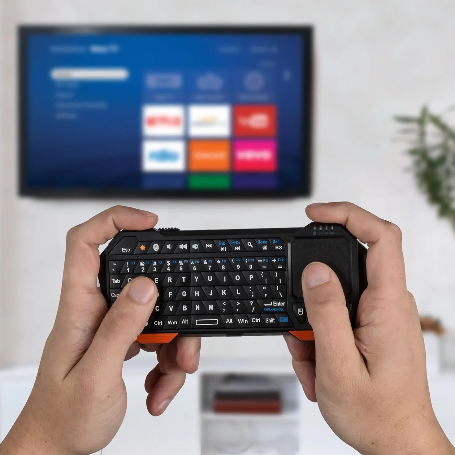 Fosmon Mini Klawiatura Bluetooth z Panelem Dotykowym (QWERTY) Ładowanie USB-C - Do Smart TV, Android TV Box, Fire Stick, PS5, Gamingowy, Smartfon, Tablet, HTPC/IPTV, okularami VR