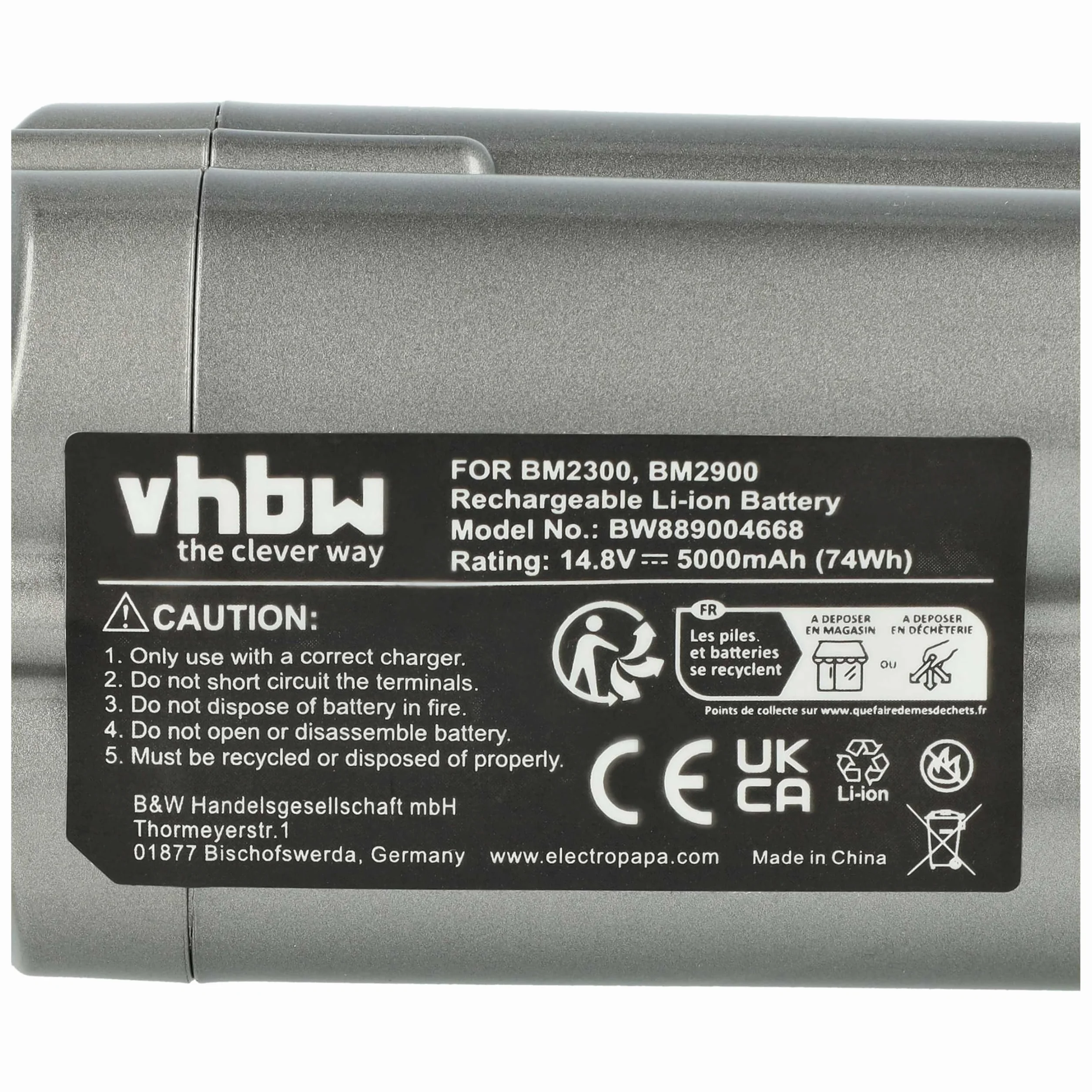 vhbw Ładowarka wraz z baterią (5000 mAh) kompatybilna z Daiwa weitere Modele SB200J-L, SB300MT, SB300MJ-L, SB270MM, SB300MJ akumulatory litowo-jonowe