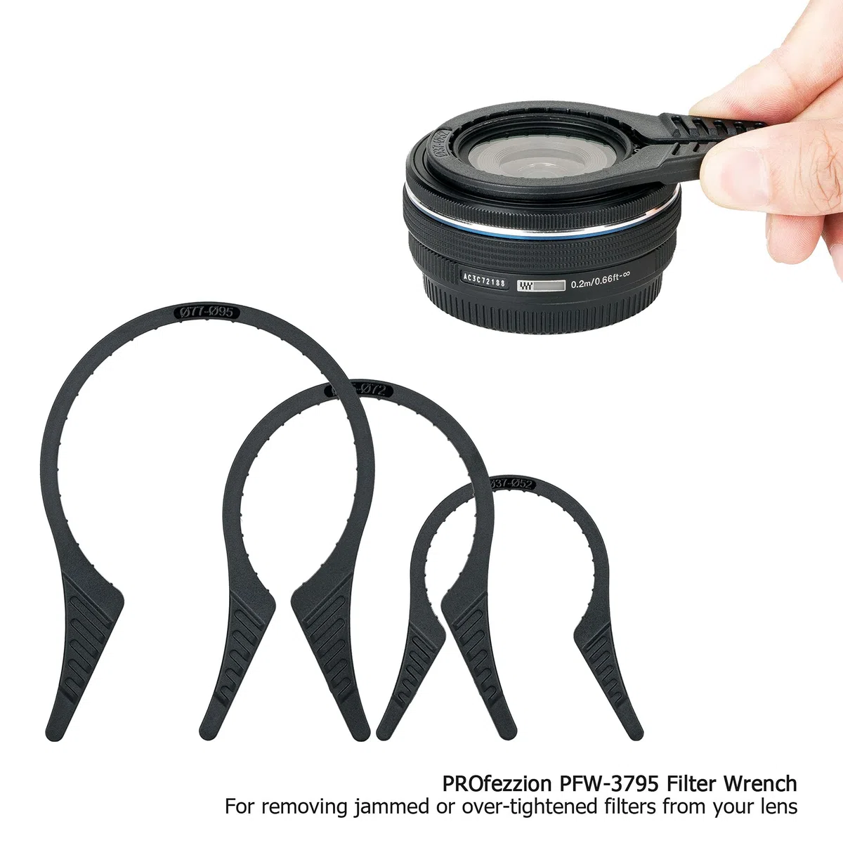 PROfezzion Klucz do Filtrów Obiektywu 37-95mm Zestaw do Usuwania Filtrów z Obiektywów Aparatu, Klucz do Usuwania Filtrów Fotograficznych UV CPL ND (Opakowanie 3 Rozmiarów)