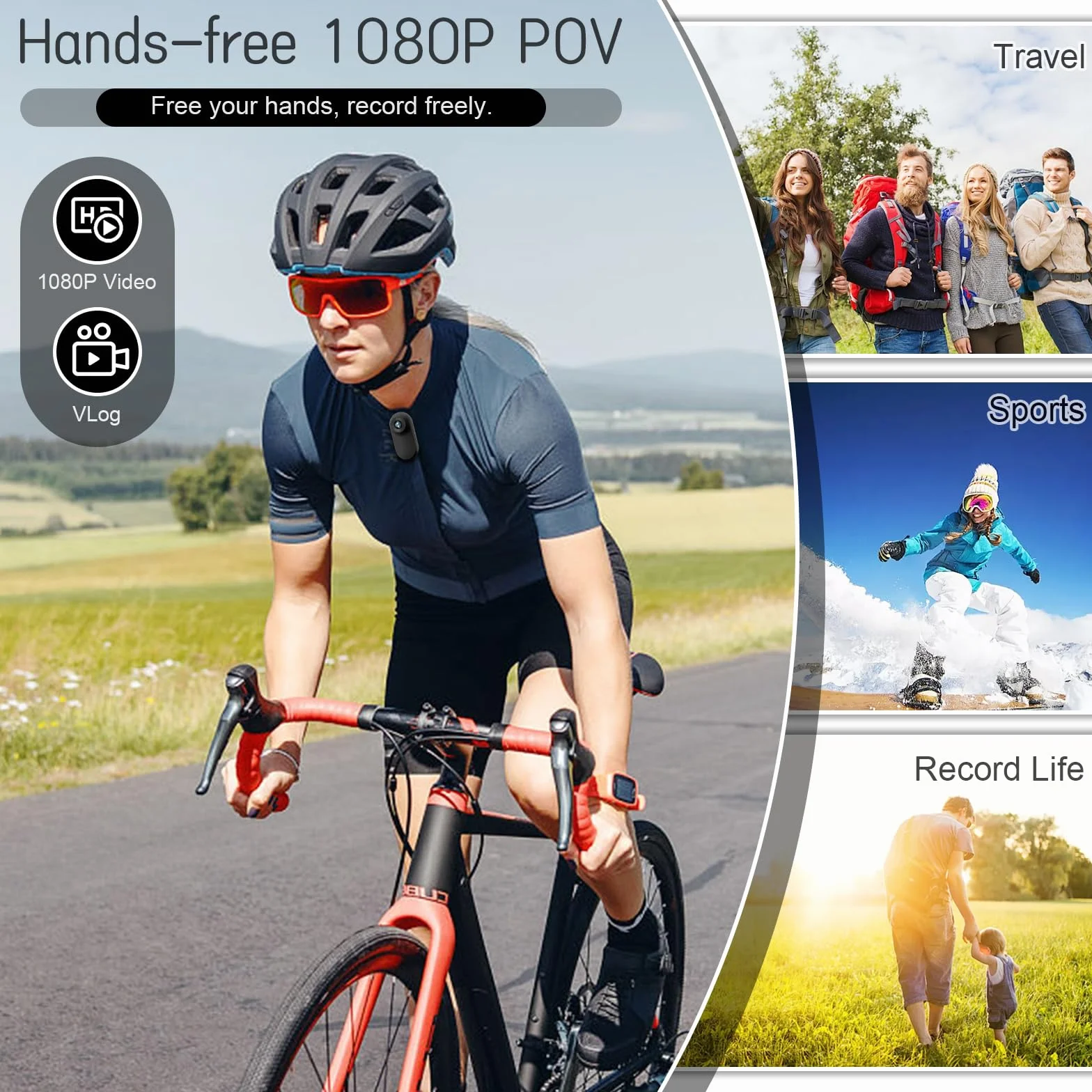 Kamera sportowa 360° Action Cam 1080p 32 GB mini na kask magnetyczna