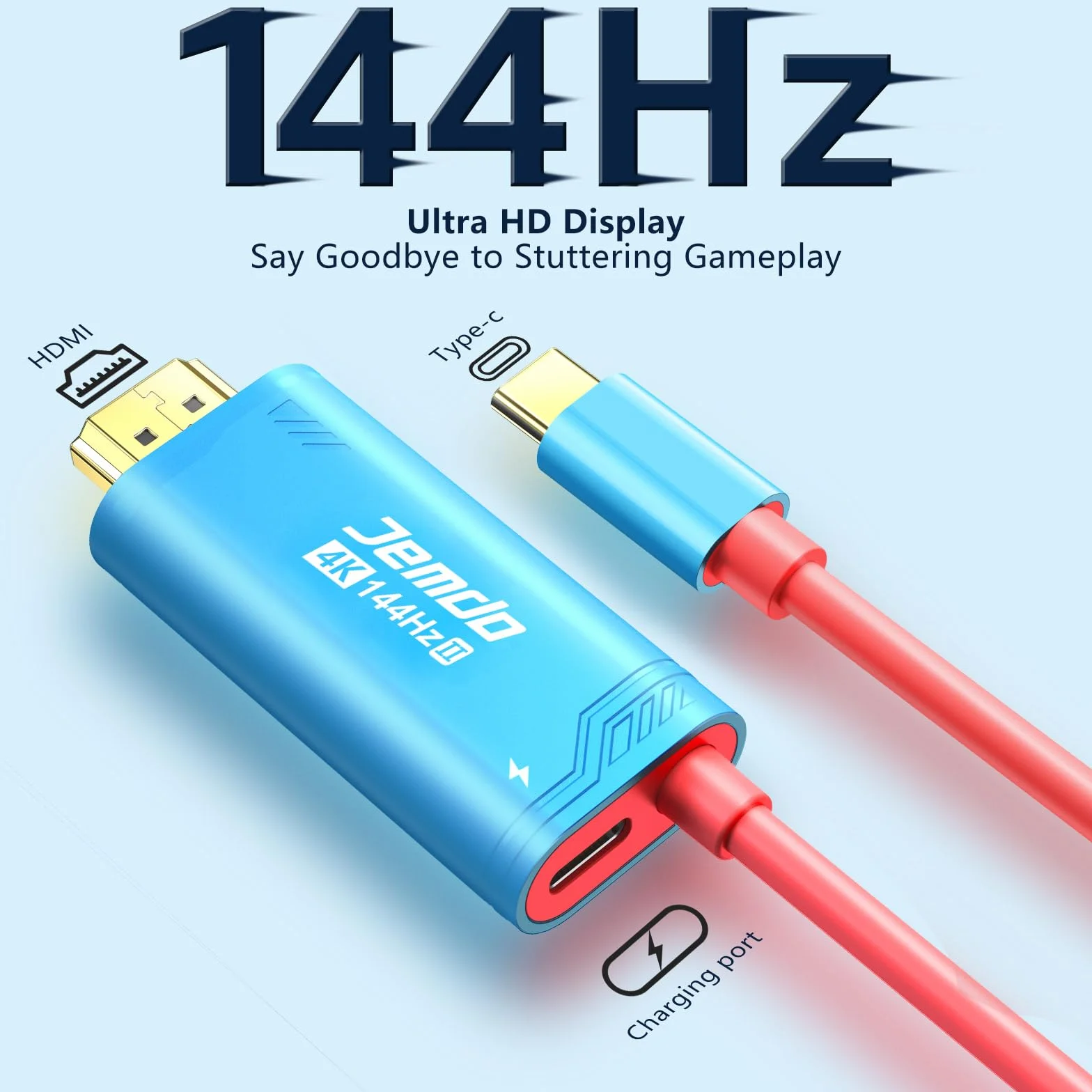 JEMDO Switch 2-Dock HDMI kabel USB C 3.2 na HDMI 4K 144 Hz 48 Gbps PD 100 W, przenośny adapter, kompatybilny z Nintendo Switch 2/OLED/2017, Steam Deck, ROG Ally