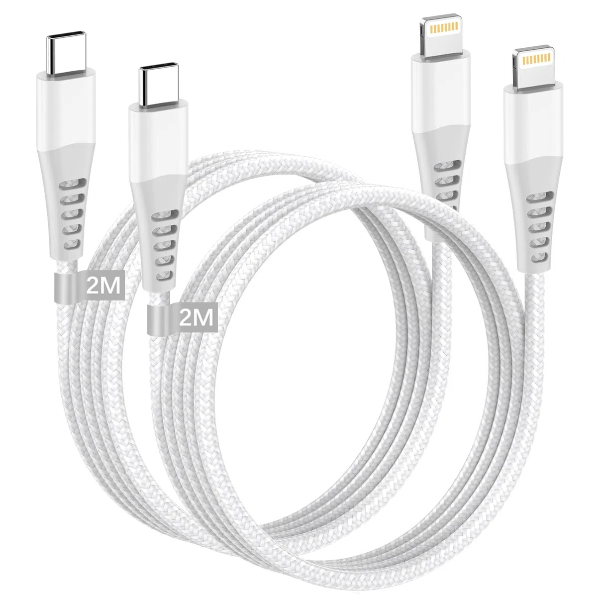 Kabel USB C do Lightning 2M 2Pack [certyfikat MFi], kabel USB C do szybkiego ładowania iPhone'a, nylonowy kabel do szybkiego ładowania Apple do iPhone'a 14 Pro Max 13 12 11 XS 8