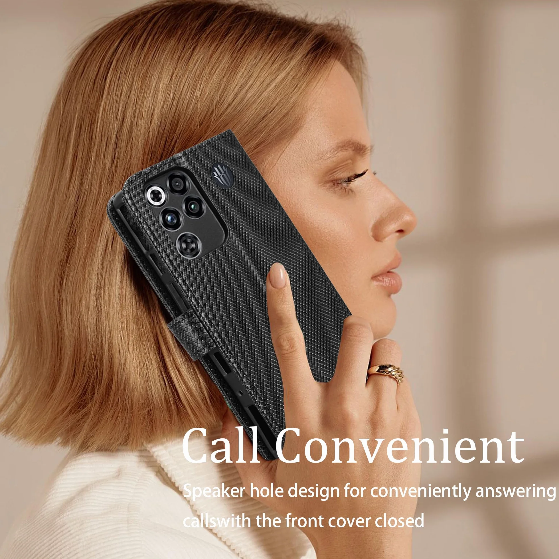 Etui na telefon komórkowy REDMAGIC 11 Pro, odporne na uderzenia, z włókna węglowego premium [składane klapki] [torba z funkcją stojaka] - czarne