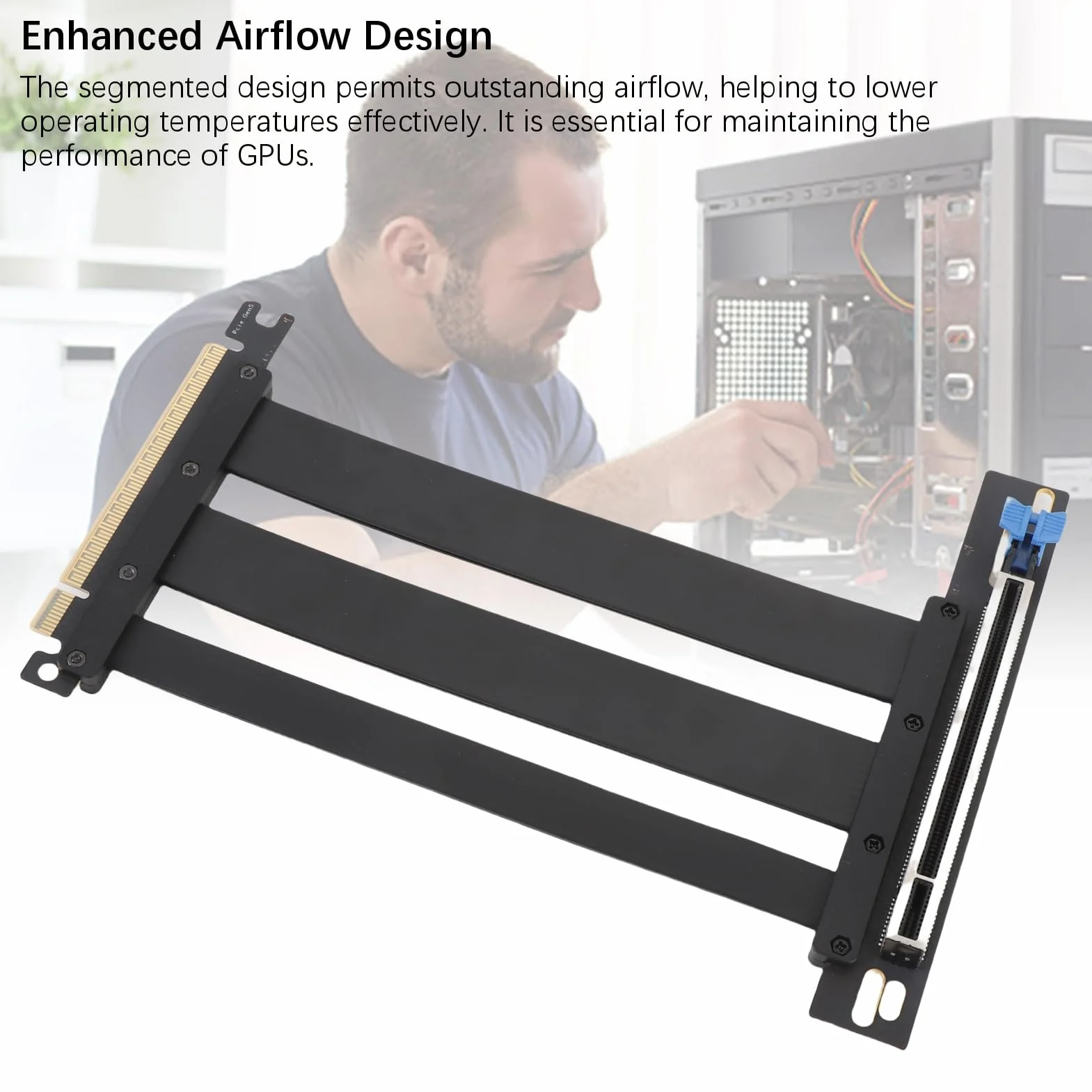 Kabel Pionowy PCIE 5.0 X16, 128 Gbps GPU Przedłużone Kabel Eremme Szybkie Pionowe Mocowanie GPU dla Kompilacji RTX 4090/3090/ITX, 90 Stopni Kąt Prostego ABB Konstrukcja PCB (Typ 1)
