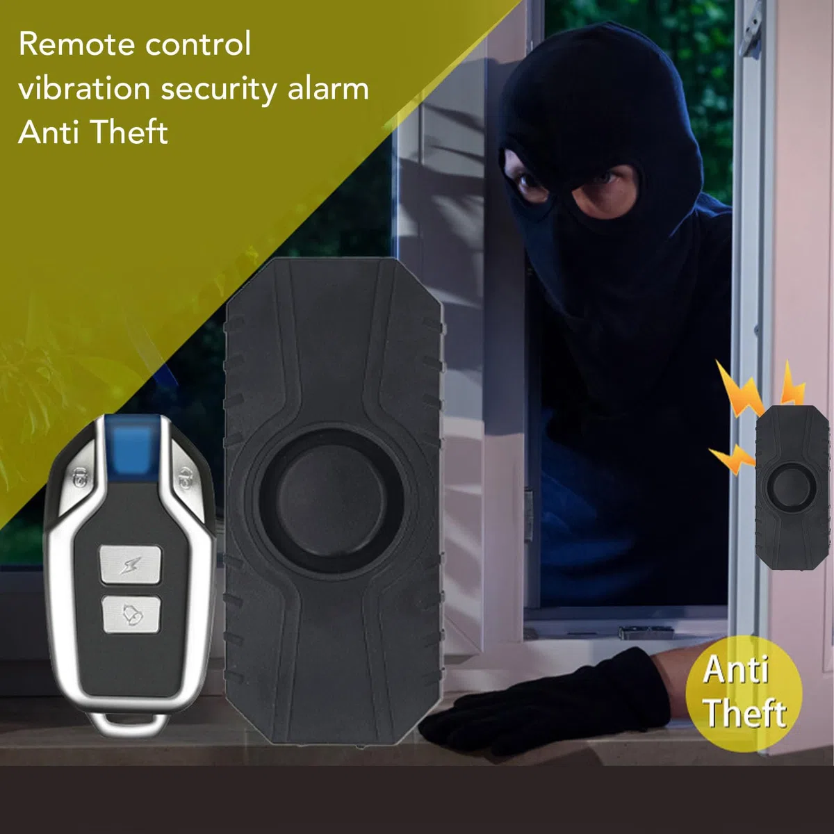 Alarm Przeciwkradzieżowy do Roweru, Zdalny Alarm Rowerowy, 6 Dźwięków Alarmu, wodoodporność IP55, Czujnik Ruchu Wibracyjnego Alarm Rowerowy na Akumulator z 2 Pilotami do Rowerów