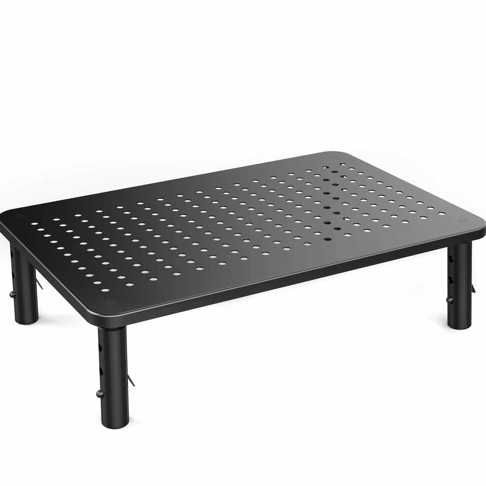 HUANUO Uchwyt na monitor – ergonomiczny i regulowany uchwyt na laptopa w 3 wysokościach z siatkową platformą do laptopa, komputera, iMaca, PC, drukarka do 20 kg