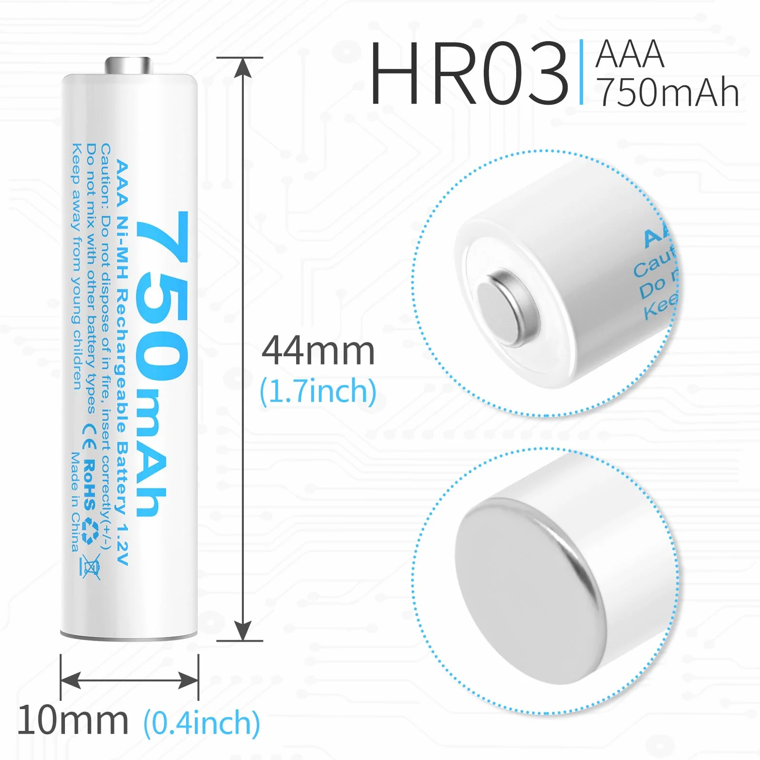 Wymienna bateria AAA HR03 kompatybilna z telefonami bezprzewodowymi Gigaset 750 Mah (4)