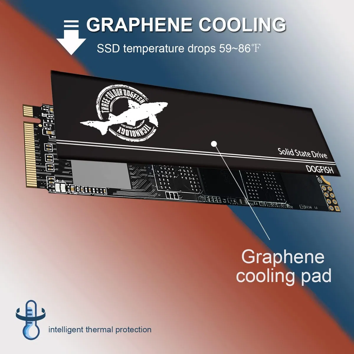 Dogfish SSD M.2 NVMe 4TB PCIe 4.0 Gen4, dysk twardy wewnętrzny SSD z podkładkami przewodzącymi ciepło, do 7 300 MB/s, do komputerów stacjonarnych PS5 gamingowych, laptopów, M2 2280 4TB