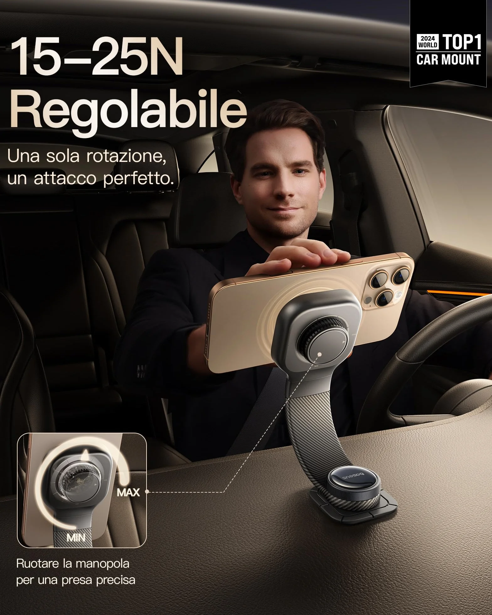 Baseus C03 Uchwyt samochodowy na telefon komórkowy z magnesem, obrotowy o 360° magnetyczny uchwyt samochodowy na telefon komórkowy Magsafe, uchwyt na telefon komórkowy do iPhone Samsung