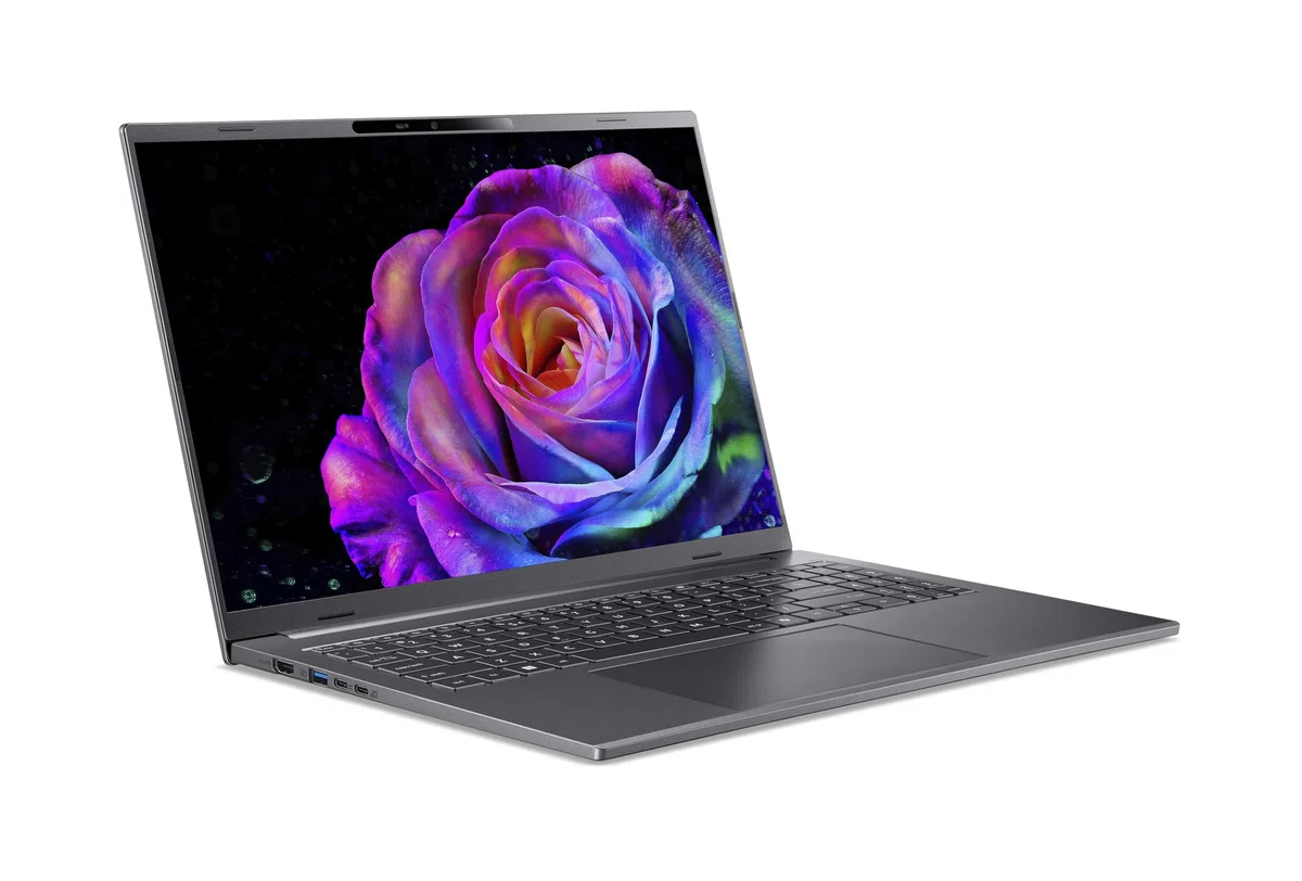 Acer Aspire 16 AI OLED (A16-61M-R8RH) KI laptop, Copilot+ PC, wyświetlacz 16" WUXGA+ OLED 120 Hz, AMD Ryzen AI 5 340, 16 GB RAM, 512 GB SSD, AMD Radeon 840M, Windows 11, klawiatura QWERTZ, szary