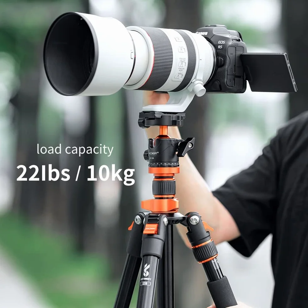 K&F Concept głowica kulowa aluminiowa 3/8" głowica kulowa 360° obrotowy adapter z szybkoobrotową płytą śrubową 1/4" do statywu i kamery Max 10kg