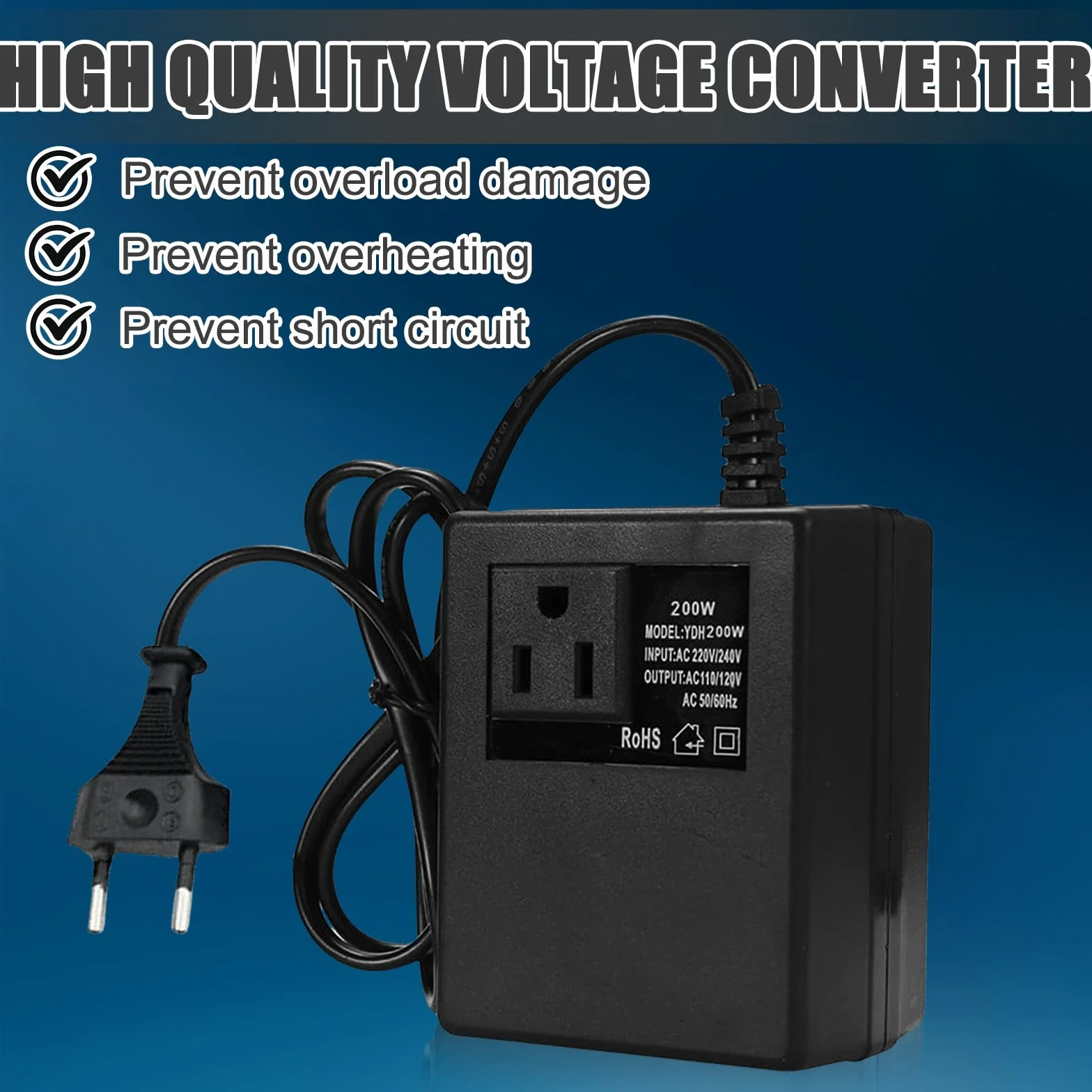 Transformator napięcia 220 V na 110 V, 200 W adapter sieciowy krok w dół, konwerter prądu, adapter podróżny, wtyczka EU