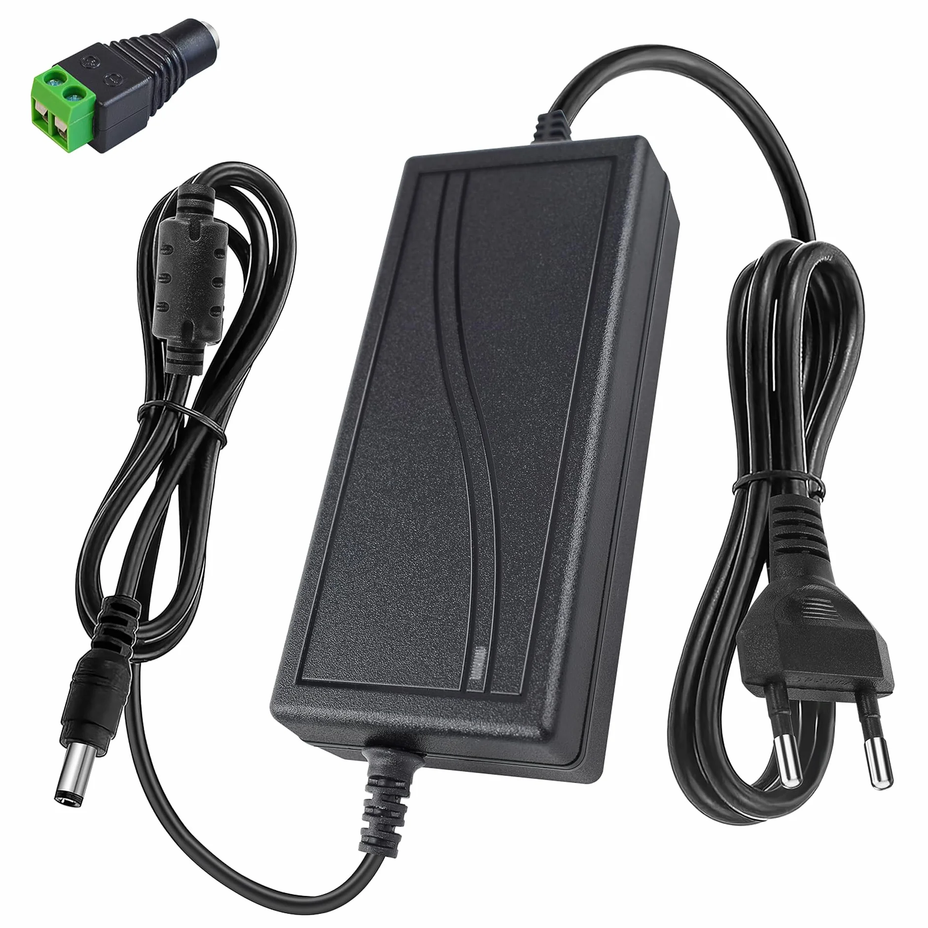 Zasilacz sieciowy 12 V, 5 A, 60 W, stabilny transformator ładowarki z zabezpieczeniem przed przeciążeniem/przegrzaniem, zasilacz 100-240 V AC do taśm LED, kamer monitorujących, odtwarzaczy DVD i