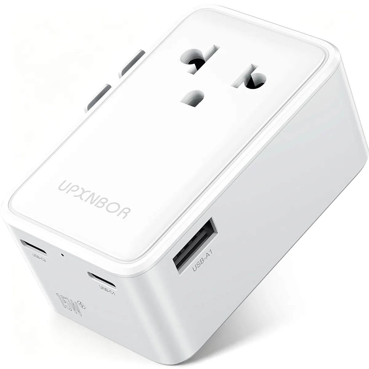 Nowość 2026 ultrapłaski adapter podróżny na całym świecie, uniwersalny adapter podróżny z 1 USB-A i 2 USB-C, kompaktowy adapter do USA, UK, Anglii, Japonii, Tajlandii i Australii