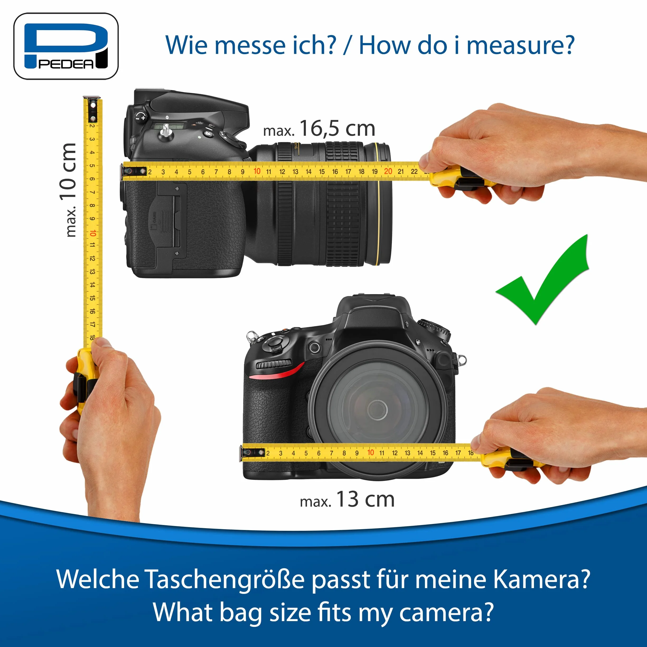 PEDEA Torba na aparat DSLR "Guard" Torba na aparat lustrzanki z wodoodporną osłoną przeciwdeszczową, paskiem do noszenia i przegródkami na akcesoria, rozmiar L, czarna