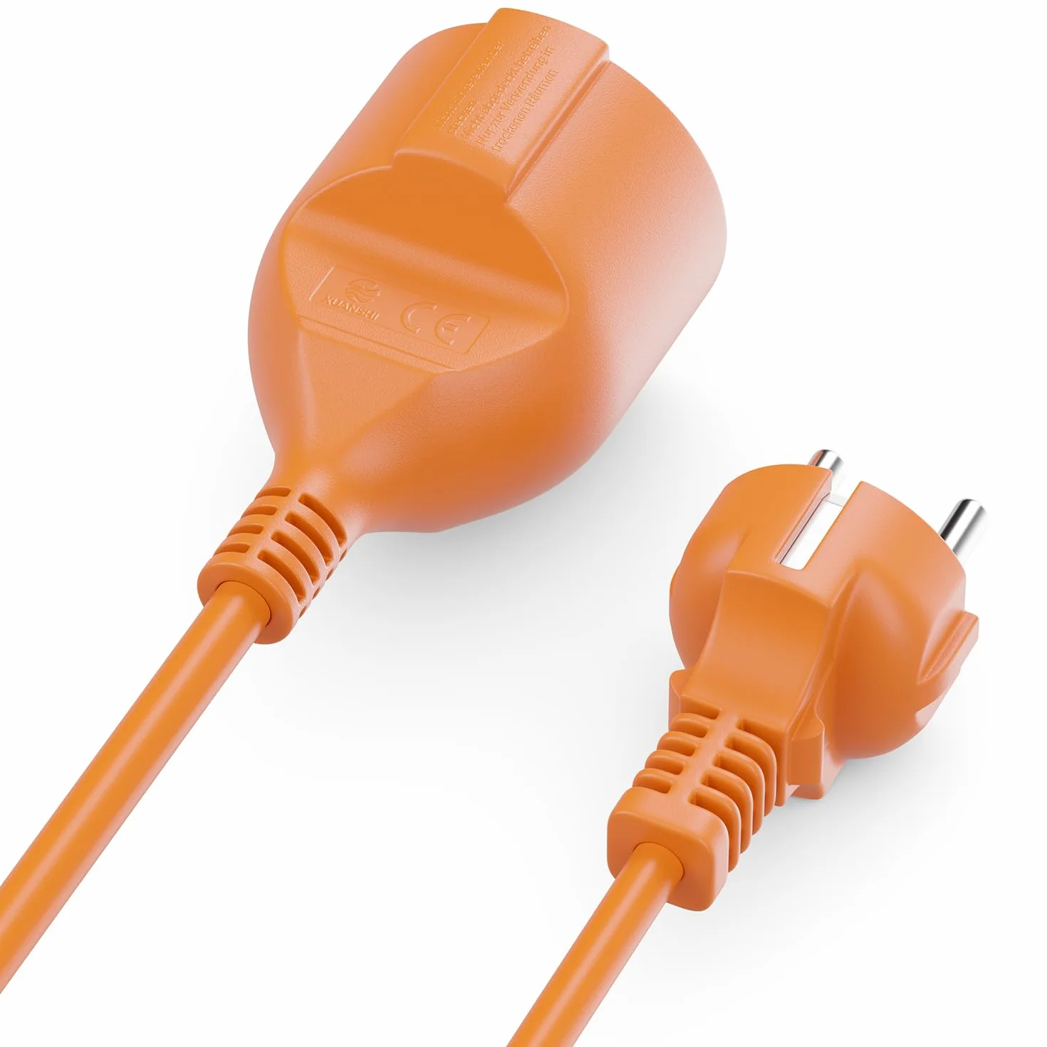 deleyCON 3,0m Kabel Przedłużający Zasilający, Wtyczka z Bolcem Typ F (CEE 7/7) na Gniazdo (CEE 7/3), Ochrona Przed Dotykiem, TV PC Komputer Projektor - Pomarańczowy