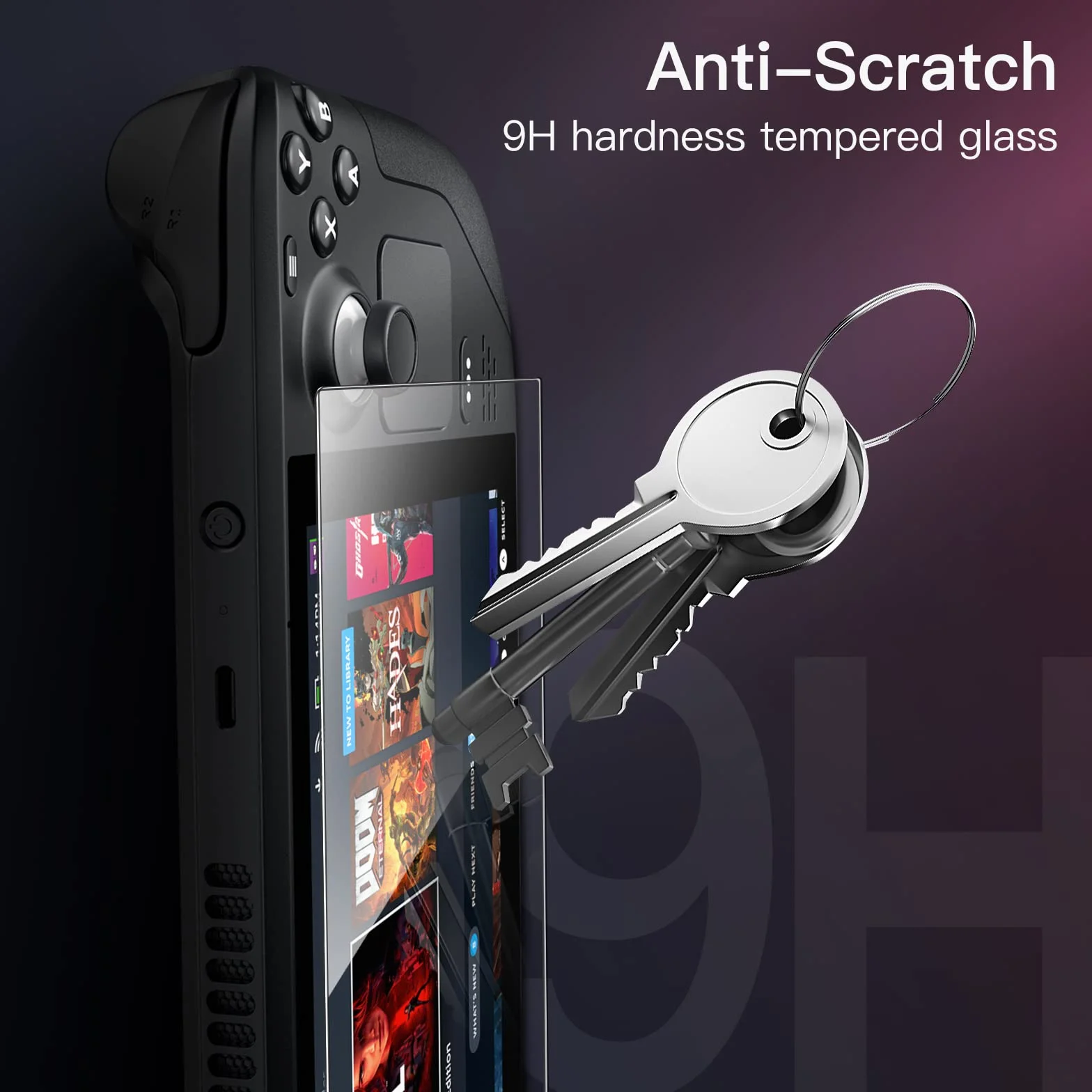 JETech Ochraniacz Ekranu dla Steam Deck OLED 7,4-Cala (2023), Steam Deck 7 Cala (2021&2022), 9H Screen Protector Folia Szkło Hartowane Film, Odporna na Zarysowanie HD Wyczyść, 2 Sztuki