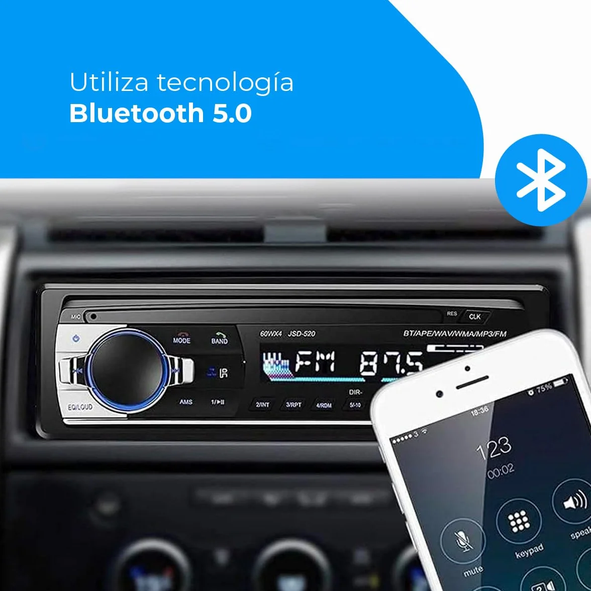Radio samochodowe NK Auto - 1 DIN - 4x40W - Bluetooth 4.0, AUX, odtwarzacz MP3 i podwójny port USB, dźwięk stereo FM, zestaw głośnomówiący, pilot zdalnego sterowania, wyświetlacz LCD, iOS & Android