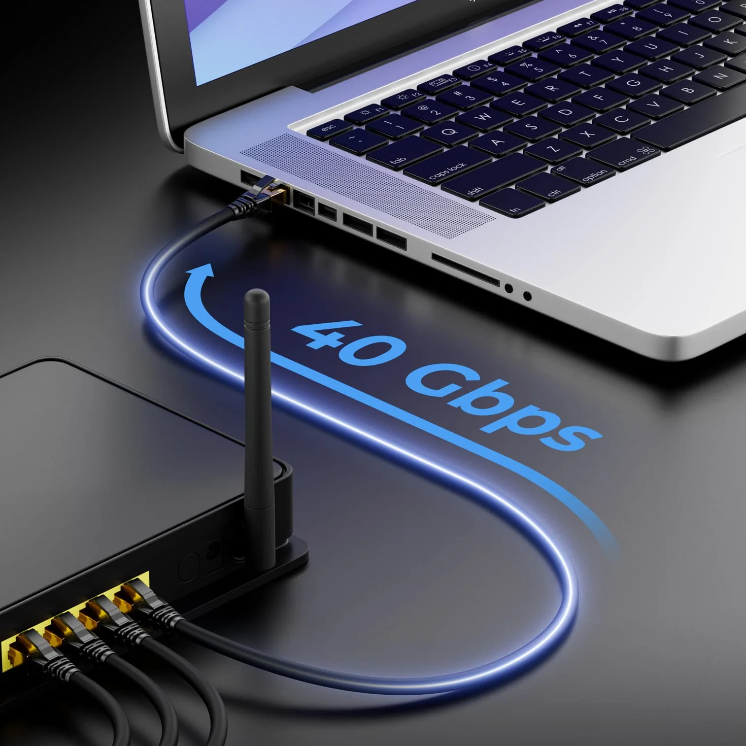 deleyCON 20m CAT8.1 LAN Kabel Patchkabel Sieciowy - RJ45 LAN DSL Miedź S/FTP Ekranowanie 2000 MHz 40 Gbit - CAT.8 Ethernet Kabel RJ45 Wtyk Pozłacany - Czarny