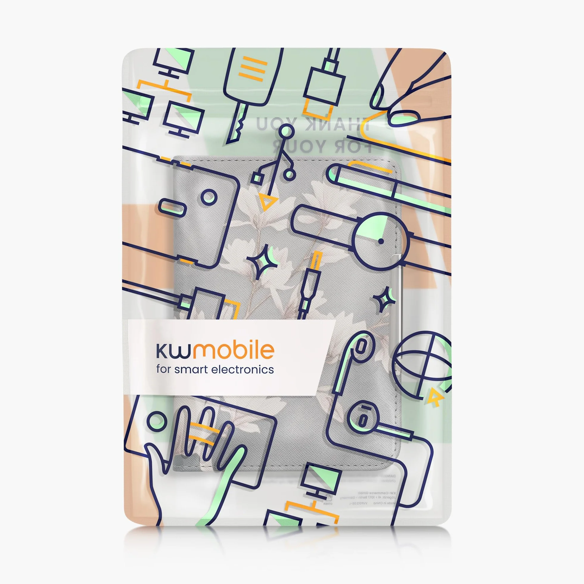 kwmobile Etui z klapką kompatybilne z Kobo Clara BW/Clara Colour/Tolino Shine (5) / Shine Color etui z klapką - etui z klapką do czytnika e-booków z paskiem na rękę - magnolie taupe