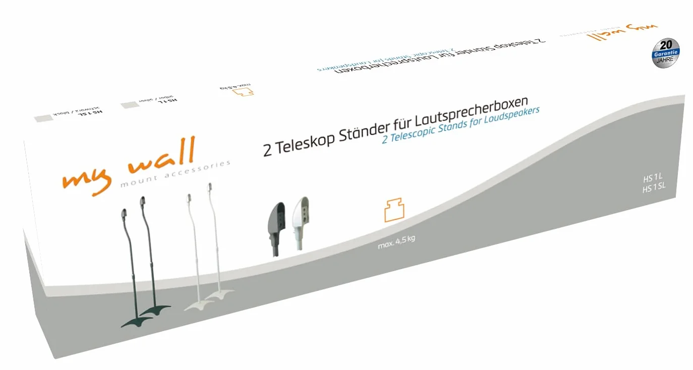 mywall HS1SL uniwersalna podstawa głośnika (nośność 4,5 kg, 2 sztuki) głośniki satelitarne czarne
