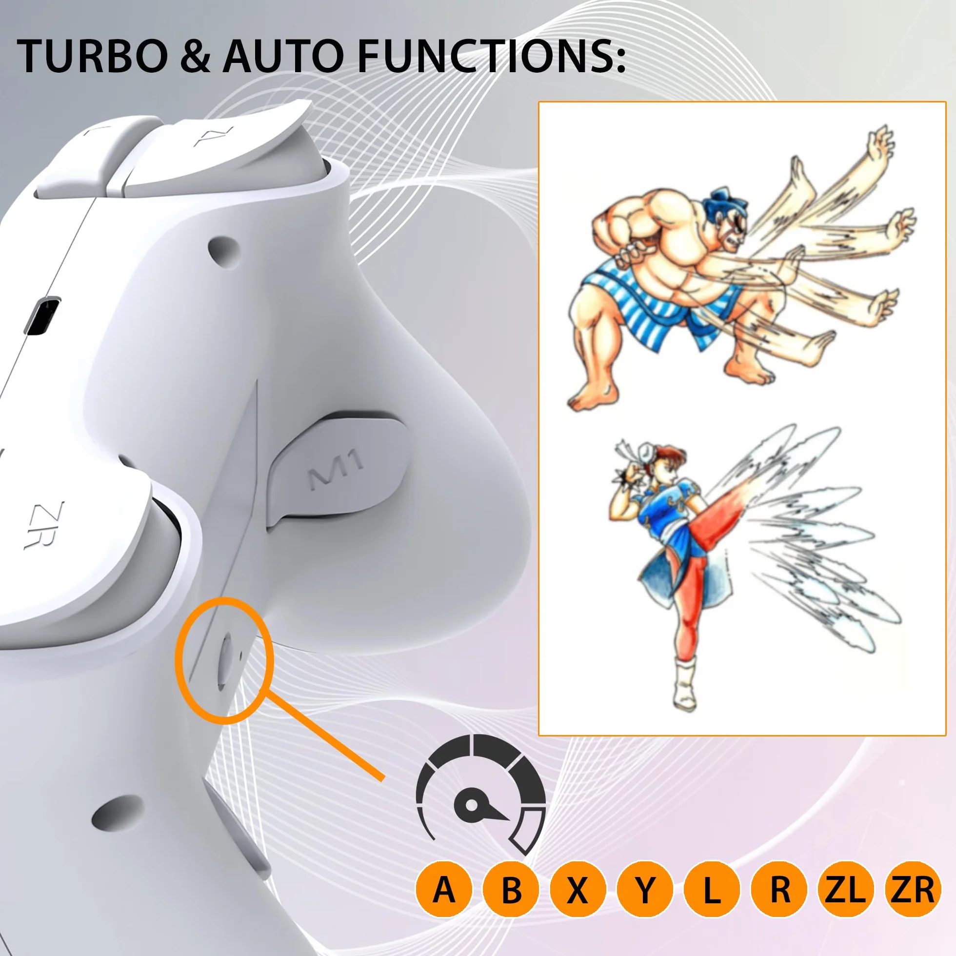 Subsonic Bezprzewodowy kontroler do Switch i Switch Oled – bezprzewodowy kontroler Bluetooth z diodami LED, wibracjami i 6-osiowym żyroskopem – biały