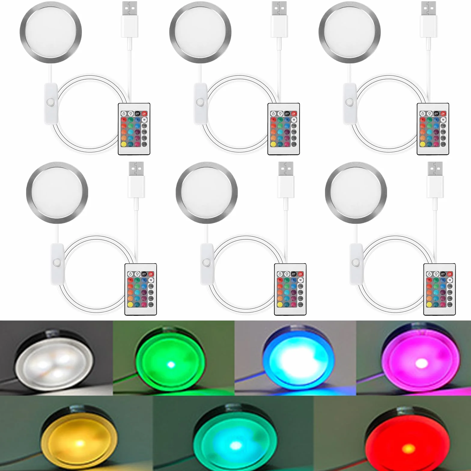 6 sztuk zestawu lamp LED do drukarek 3D, 16 typów RGB światła z 1,5 m kabla USB i falotelewizją, 5 V, model DIY sprzętu, nocełki modelowe zamienniki akcesoriów do druku 3D