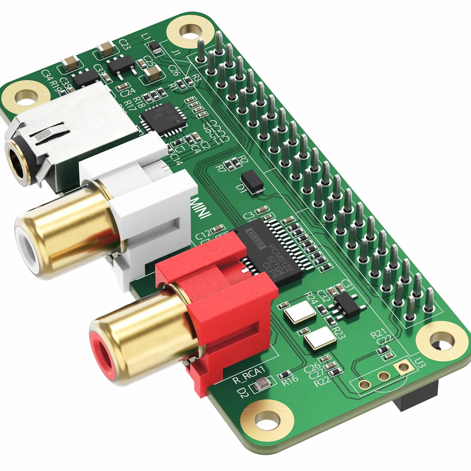 InnoMaker DAC Mini Hat Karta Dźwiękowa PCM5122 do Raspberry Pi 5/4/3B+/Zero 2W, Shield HiFi 384kHz/32bit z Wyjściem RCA i 3.5mm