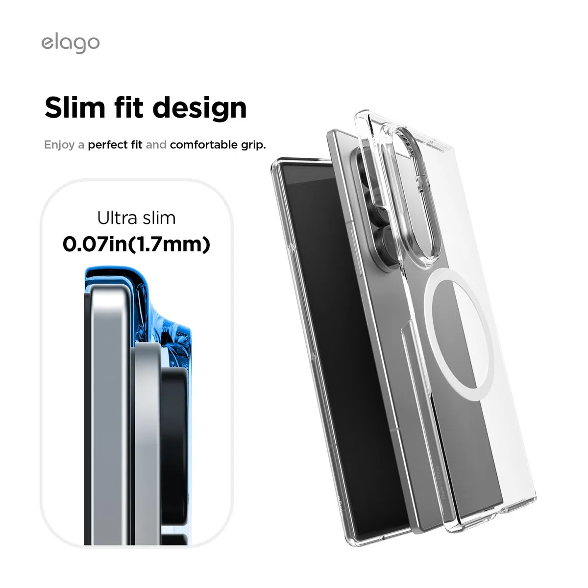 elago Magnetyczne przezroczyste etui Samsung Galaxy Z Fold 7 MagSafe, PC, zderzak odporny na wstrząsy