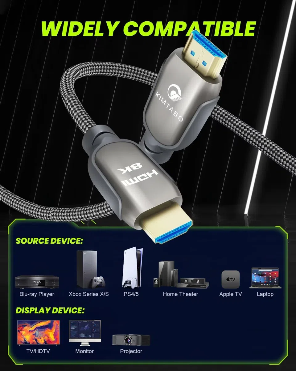 Kabel HDMI 2.1, 4,6 m, 48 Gb/s, kabel HDMI o ultra wysokiej prędkości, 4K HD 120 Hz 144 Hz, 2K, 240 Hz, kabel HDMI, eARC HDCP 2.2 i 2.3 HDR 10+, Dolby, kompatybilny z PS5/Xbox Series x/Apple