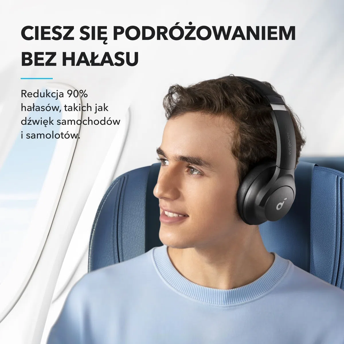 Słuchawki hybrydowe Soundcore by Anker Q20i(odnowiona) z aktywną redukcją szumów, bezprzewodowe nauszne Bluetooth, 40-godzinny czas odtwarzania ANC, dźwięk o wysokiej rozdzielczości, mocny bas