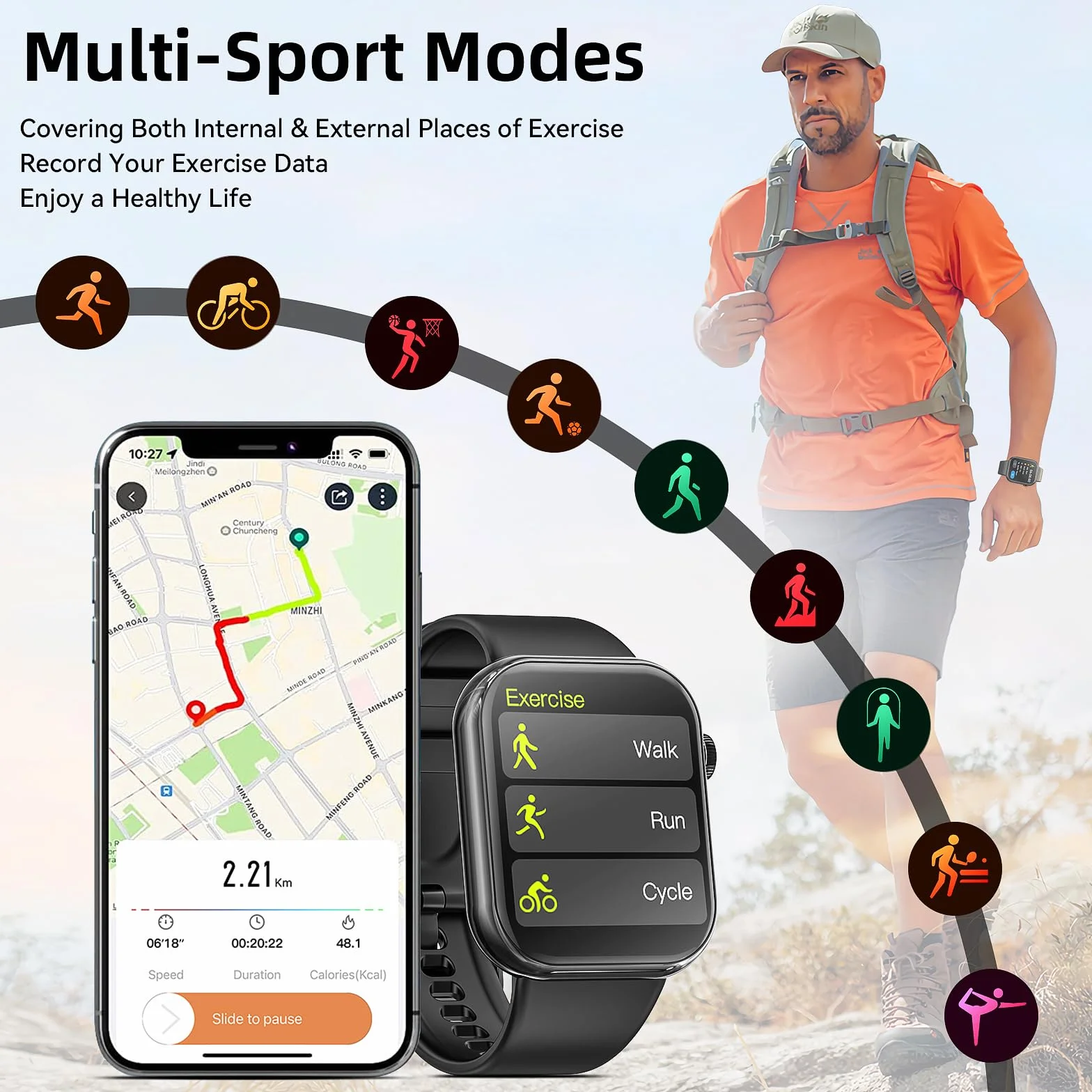 Smartwatch dla mężczyzn i kobiet z Bluetooth, głośnomówiący, krokomierz, pulsometr, fitness dla Android iOS