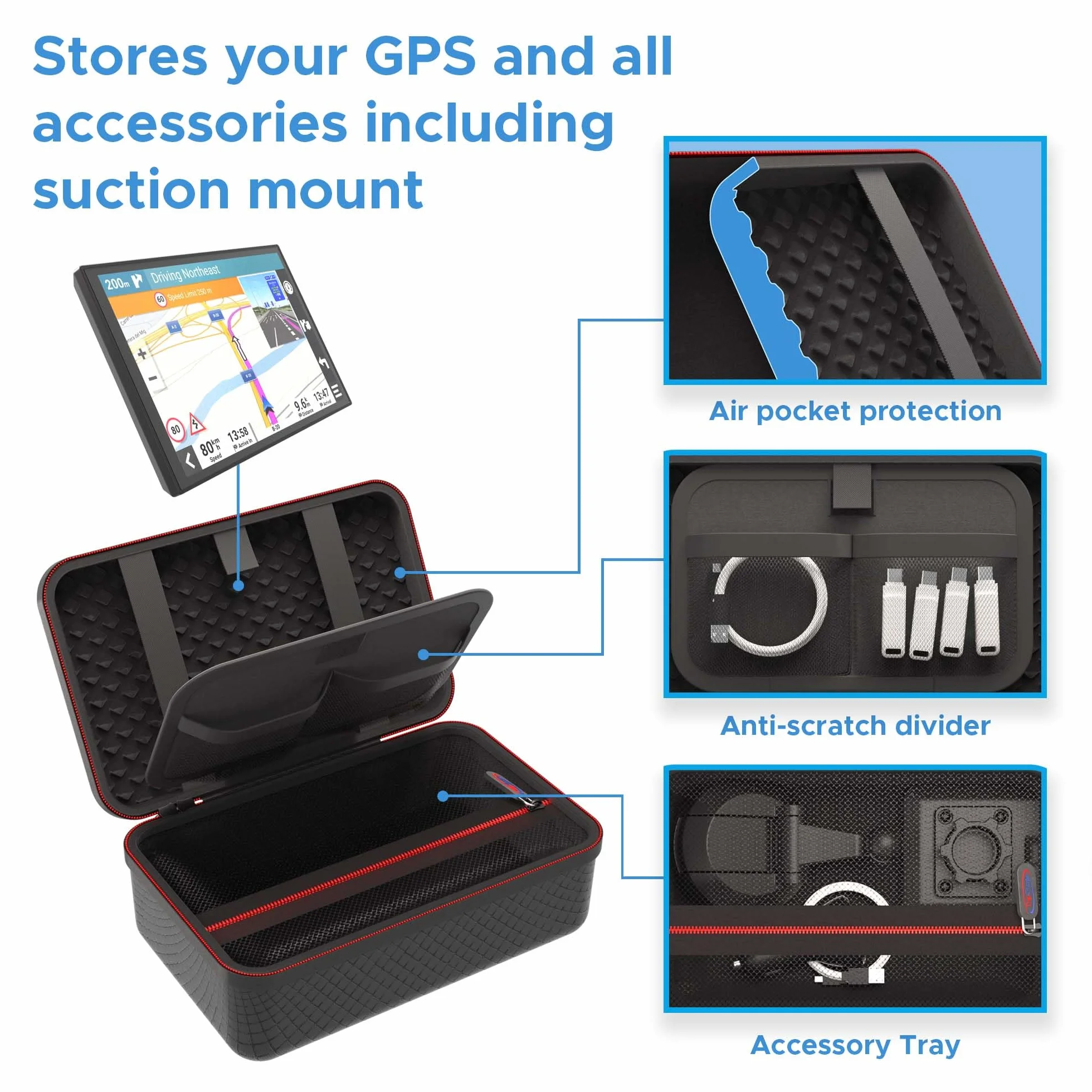 Digicharge Twarde etui GPS do 7" Garmin Drivesmart DriveCam 76 Dezl LGV710 LGV700 Dezlcam CamperCam 795 785 Fleet 780 790 TomTom Go Camper Max Discover Expert Exclusive 7" GPS i wsparcie