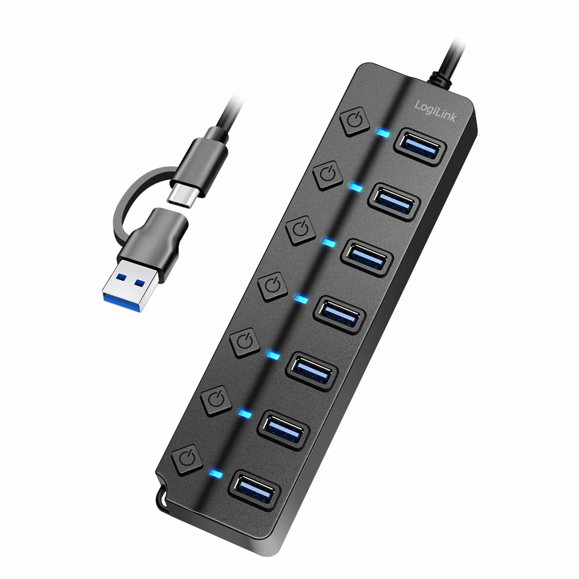 LogiLink UA0420 USB 3.2 Gen1 Hub 7 portów z włącznikiem