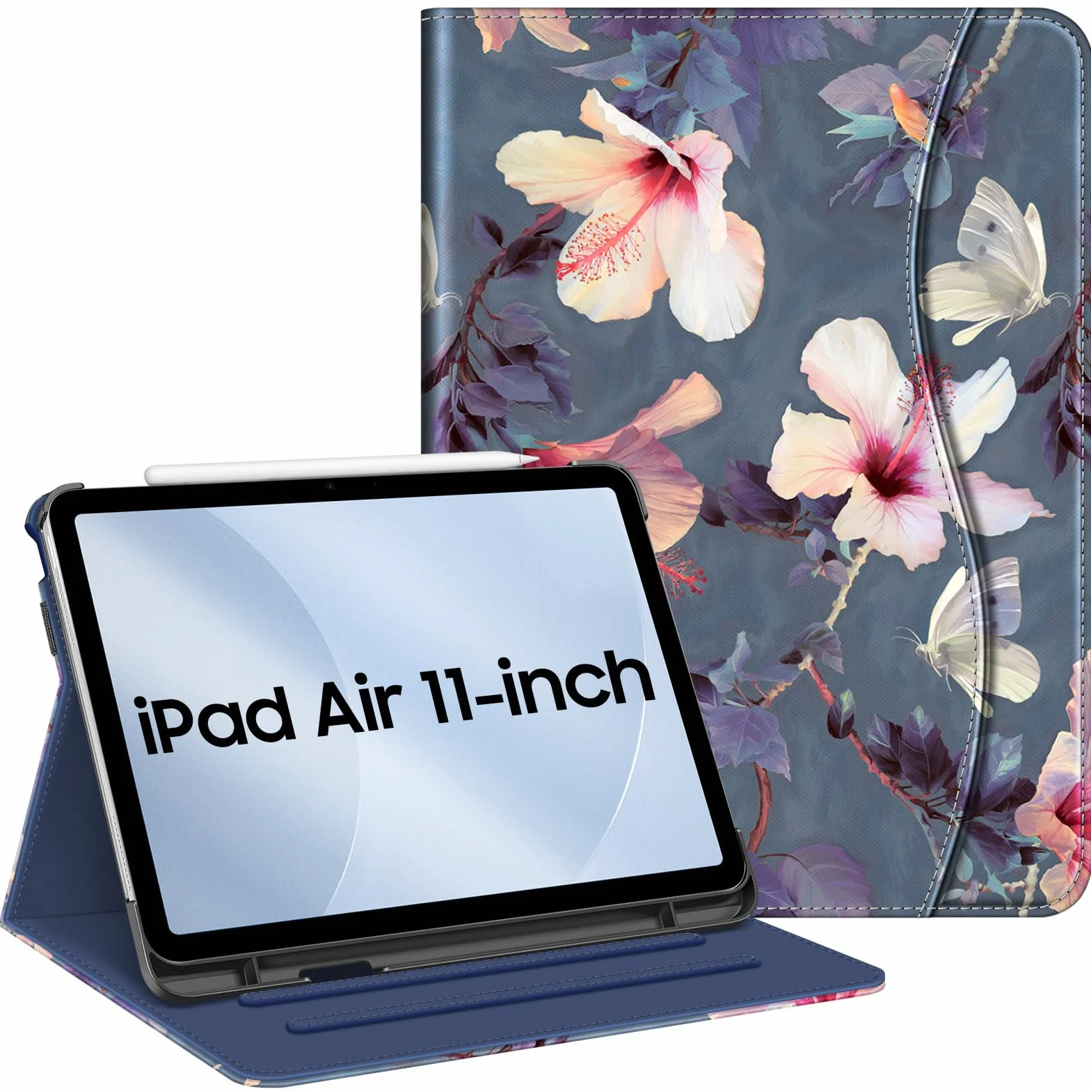 Fintie Etui ochronne iPad Air 11 cali M2 (2024) / 5. generacji (2022) / 4. generacji 10,9 cala Folio Stand Case Cover hibiskus