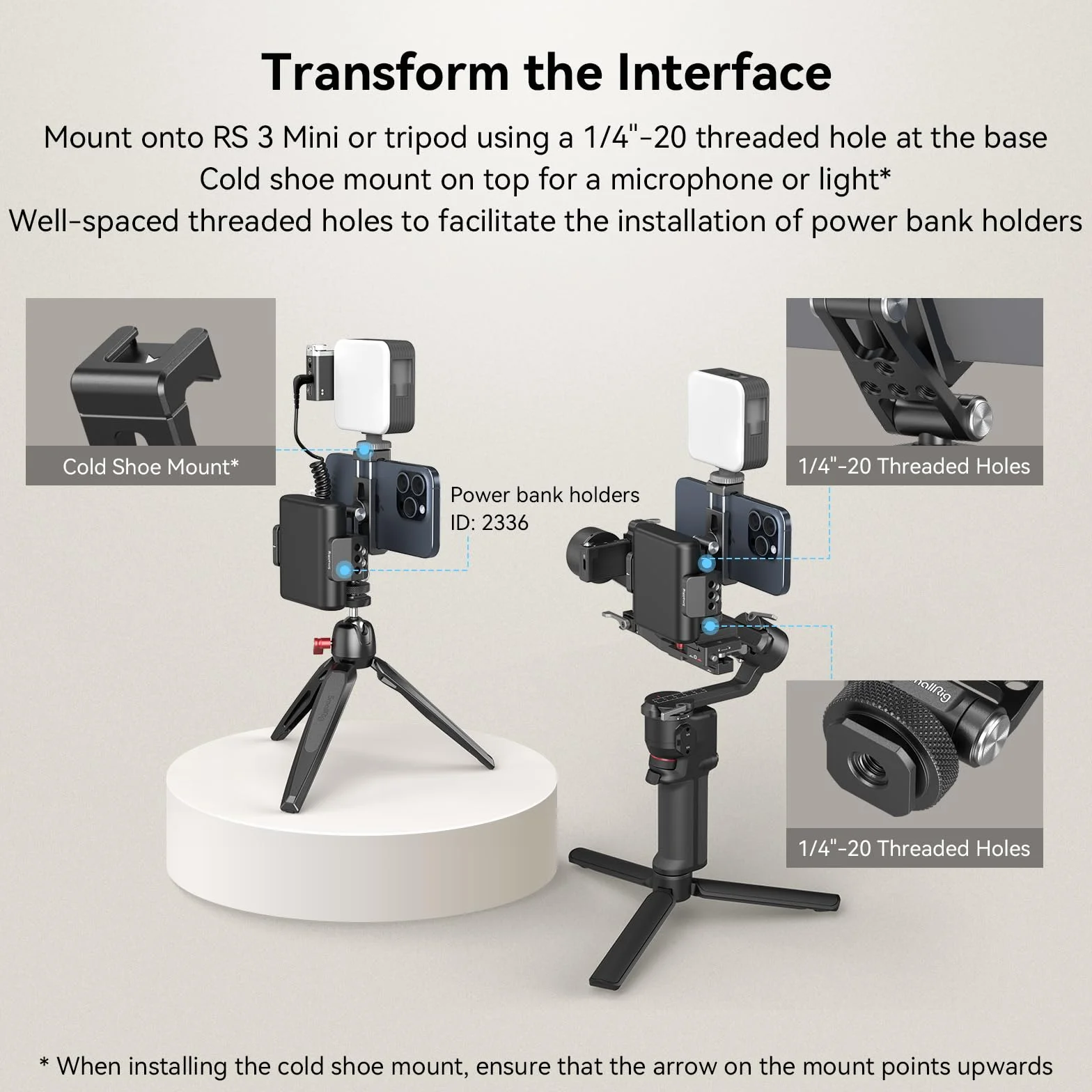 SMALLRIG Uniwersalny Statyw do Telefonu, Metalowy Uchwyt do Telefonu Komórkowego z Mocowaniem Zimnej Stopki dla DJI Stabilizatorów, Adapter do Mocowania Telefonu z Bezpłatną Regulacją dla iPhone -4301