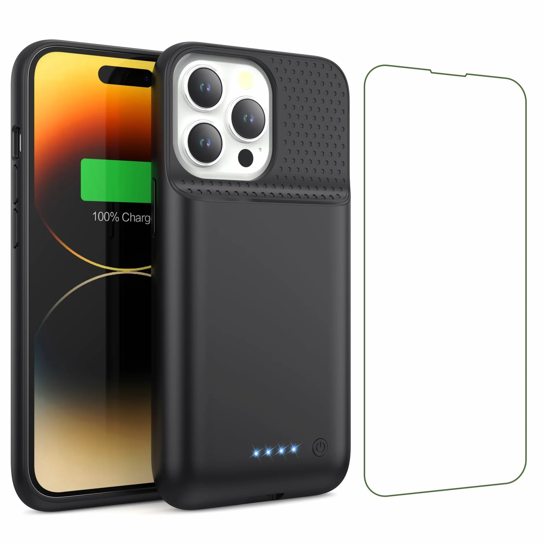Etui na baterię do iPhone 14/13 Pro/13, HETP [7500 mAh] etui do ładowania baterii z folią ochronną, przenośna ładowarka do baterii, wydajna ładowarka do iPhone 14/13 Pro/13, czarne