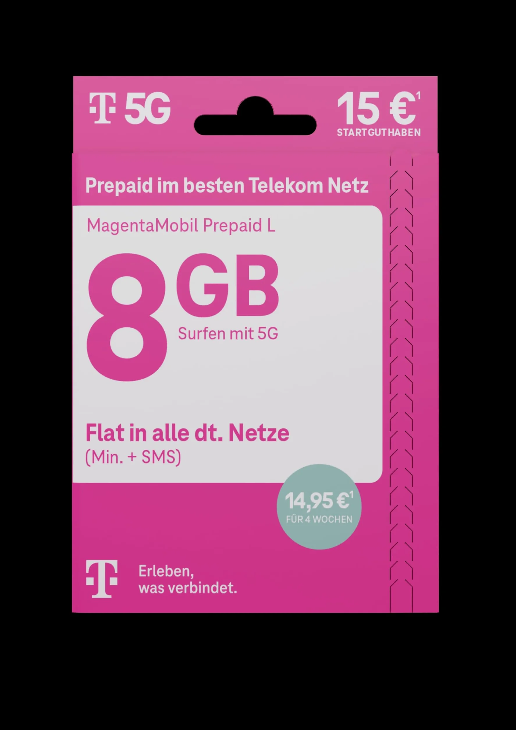 Telekom MagentaMobil Prepaid L karta SIM bez umowy I w zestawie 5 GB & Allnet Flat (min, SMS) do wszystkich niemieckich sieci + roaming UE, surfowanie z 5G/ LTE Max & HotSpot Flat I 15 EUR doładowanie startowe