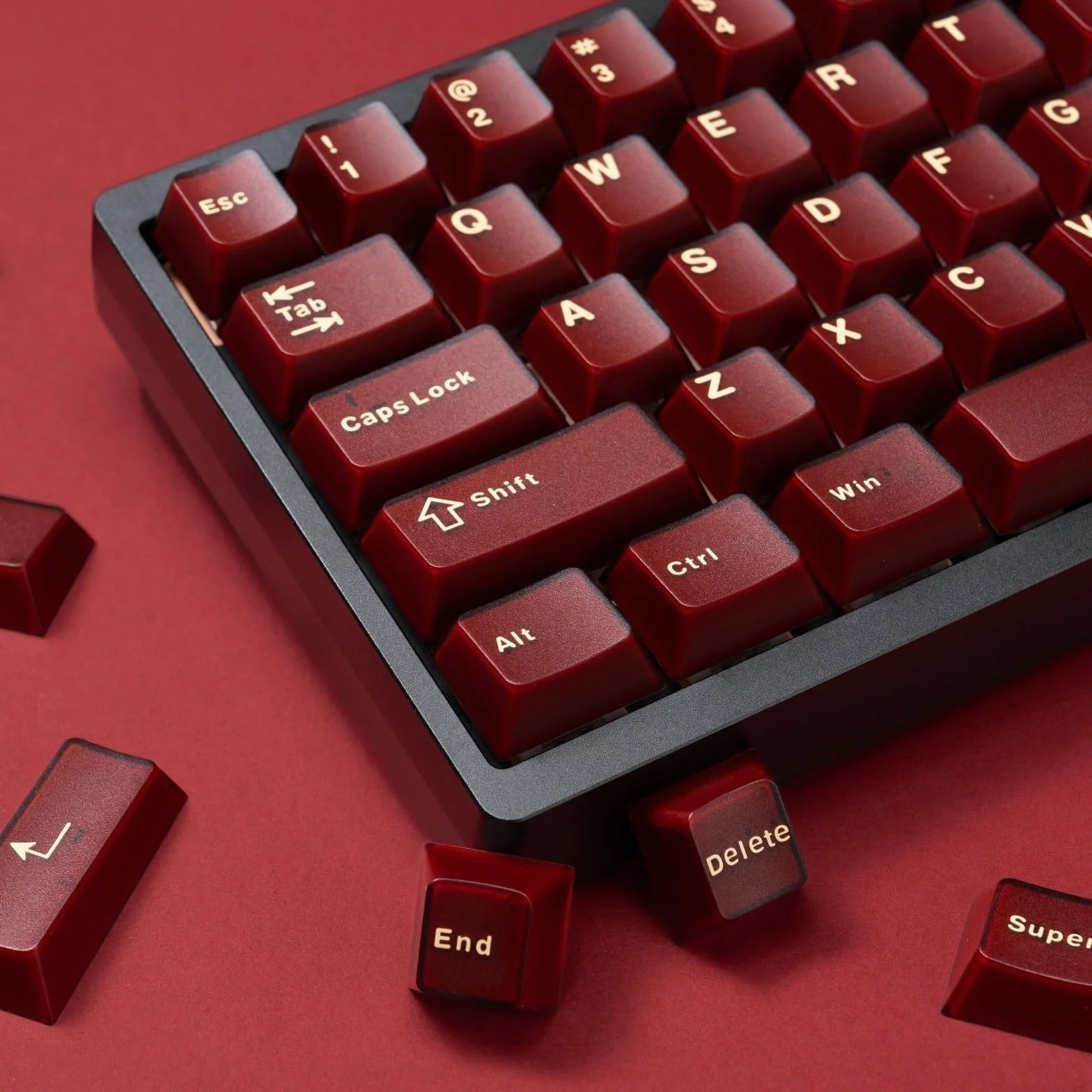 Jade Series Keycaps Double-Shot ABS Cherry Profile Minimalist Keycap for Custom Mechanical Keyboard Red