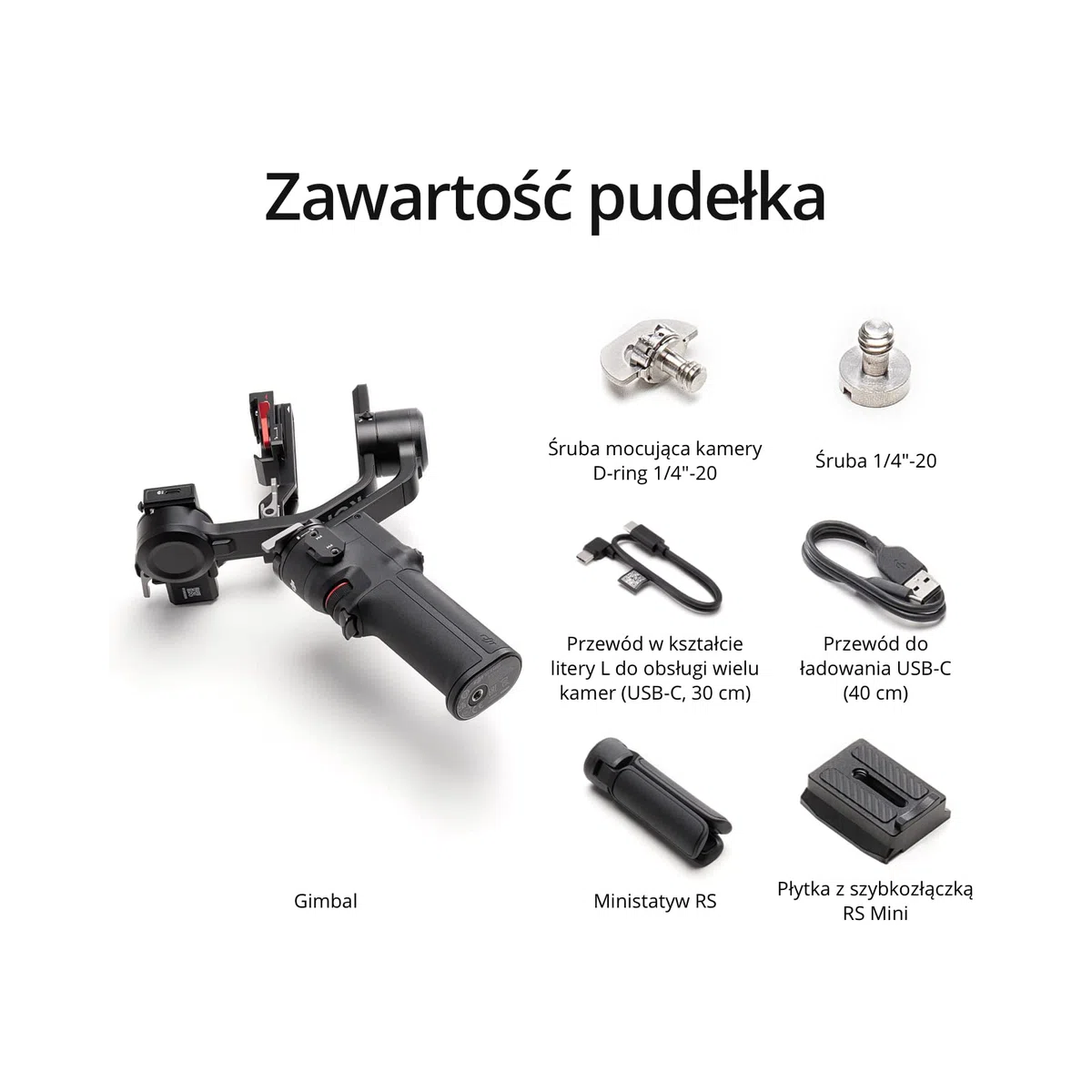 DJI RS 3 Mini, stabilizator gimbal do aparatu, Canon/Sony/Nikon/Fujifilm | przetestowana nośność 2 kg, natywne ujęcia pionowe, sterowanie migawką Bluetooth, Stabilizacja RS 3. generacji, 795g