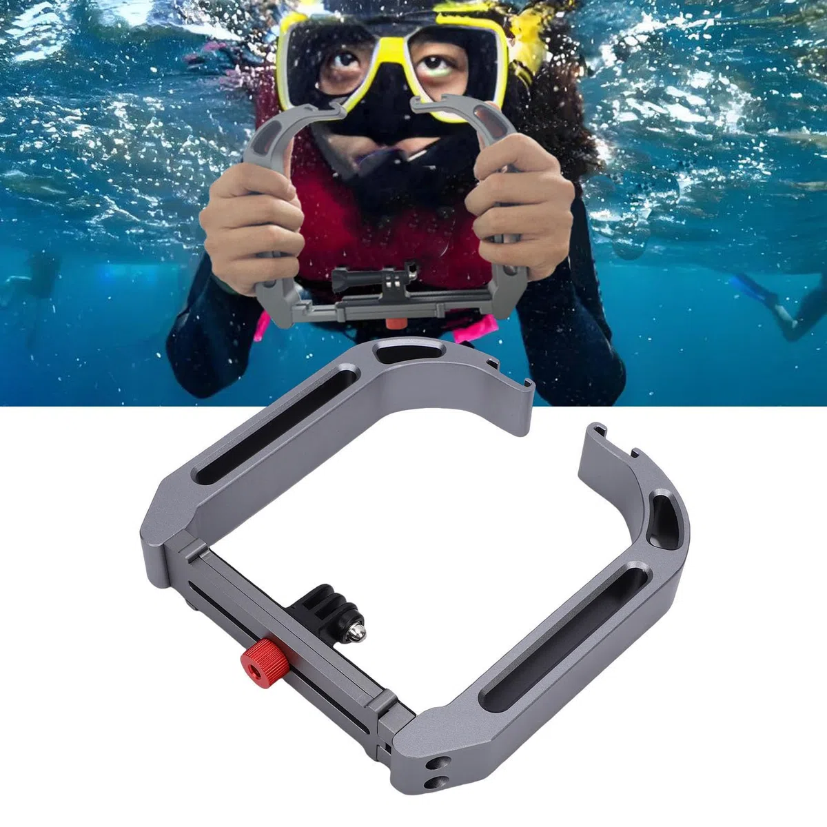 Zestaw do Nurkowania ze Stopu Aluminium Podwodny Stabilizator Kamery, Ergonomiczny Uchwyt do Mocowania Kamery, Urządzenie Filmowania Pod Niskim Kątem z Oświetleniem LED i kompatybilnością ze