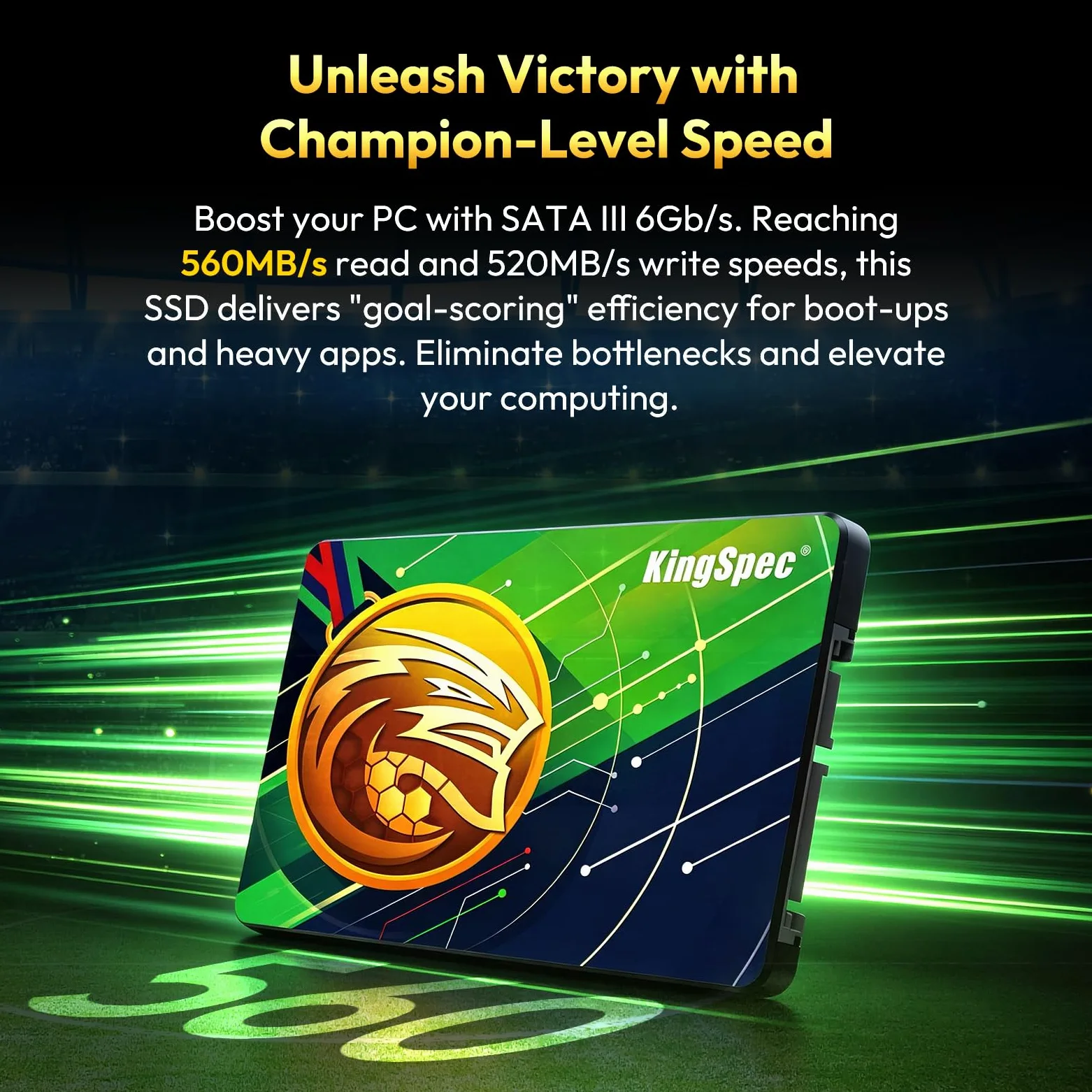 KingSpec Wewnętrzny dysk SSD 2,5" SATA III - Championship Edition, odczyt do 560 MB/s, 3D NAND Flash, idealny do starego laptopa/komputera stacjonarnego i konsoli gamingowych (1, TB)