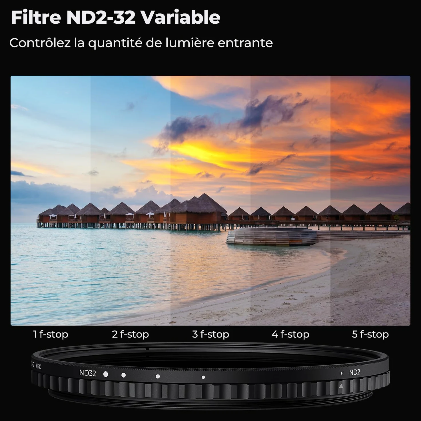 K&F Concept 37 mm zmienne filtry ND ND2-32 regulowane fader neutralna gęstość ND2 - filtr ND32, NO Spot X Black X, MRC 28-warstwowy, ultra cienki, wodoodporny (seria Nano-X) | Szkło optyczne z 28-warstwową powłoką nano, bez wzoru "X", obraz HD, odporne na